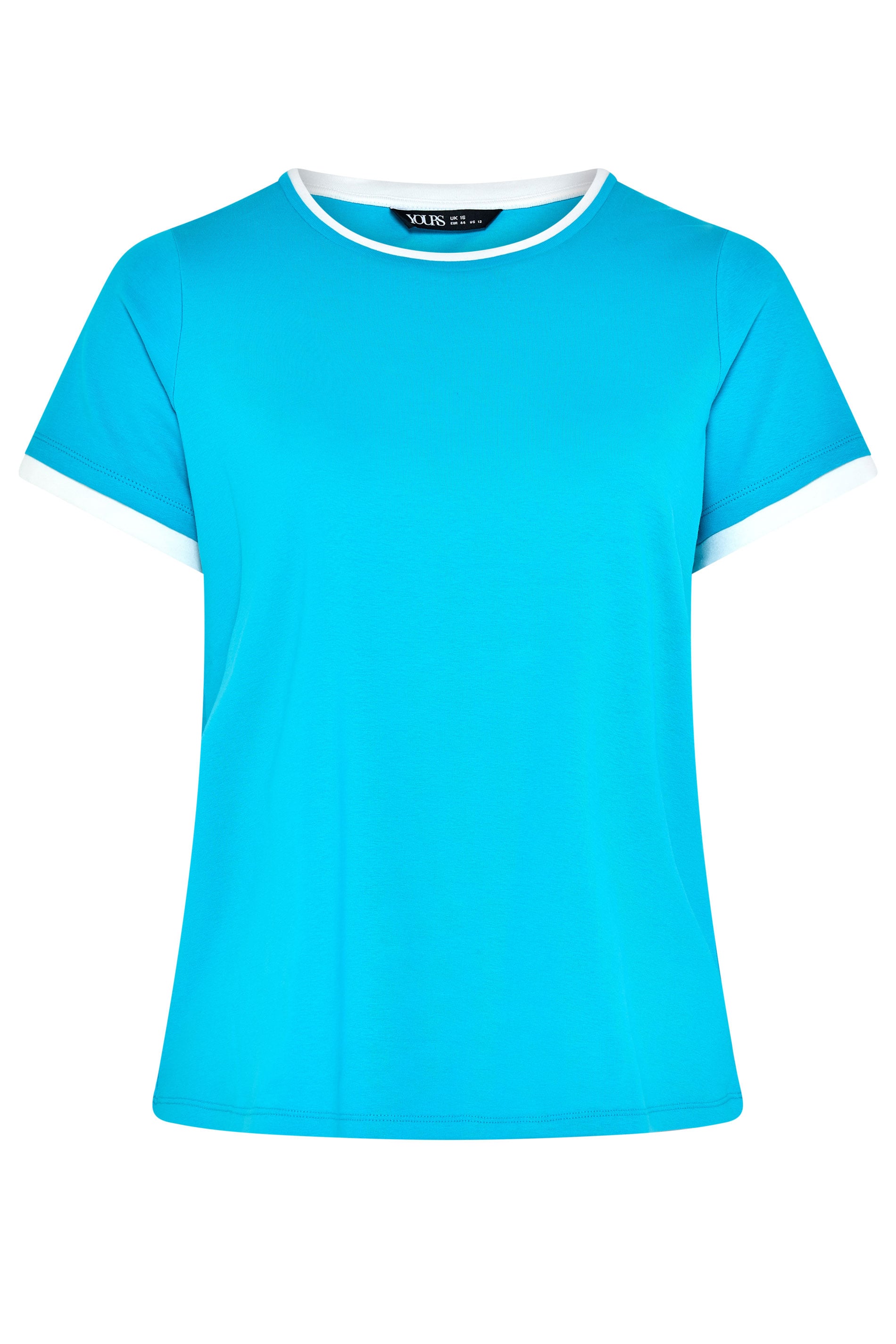 YOURS Plus Size Blue Premium Ringer T-Shirt | Yours Clothing 5