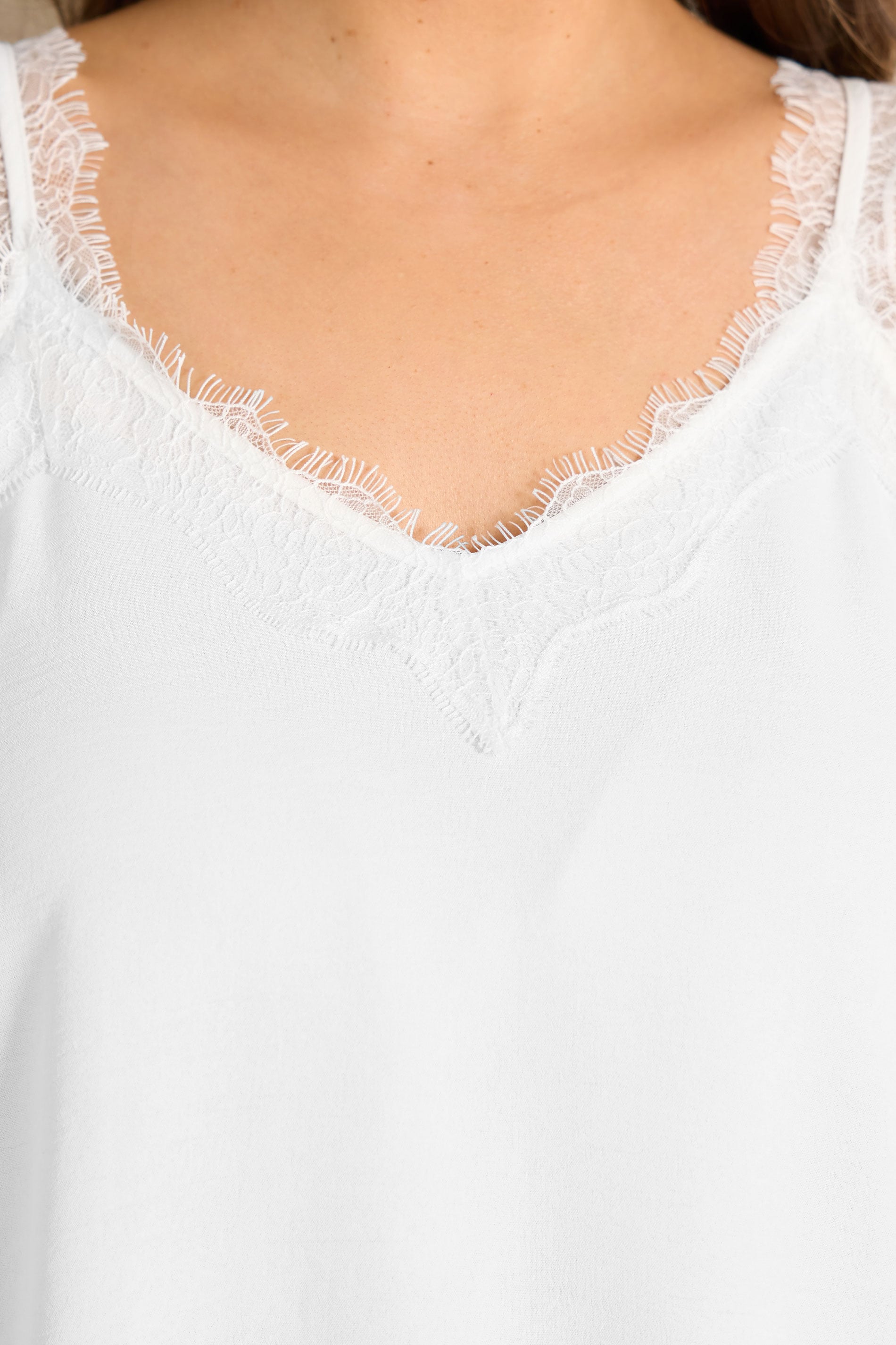 EVANS Plus Size Ivory White Lace Trim Cami Vest Top | Evans 4