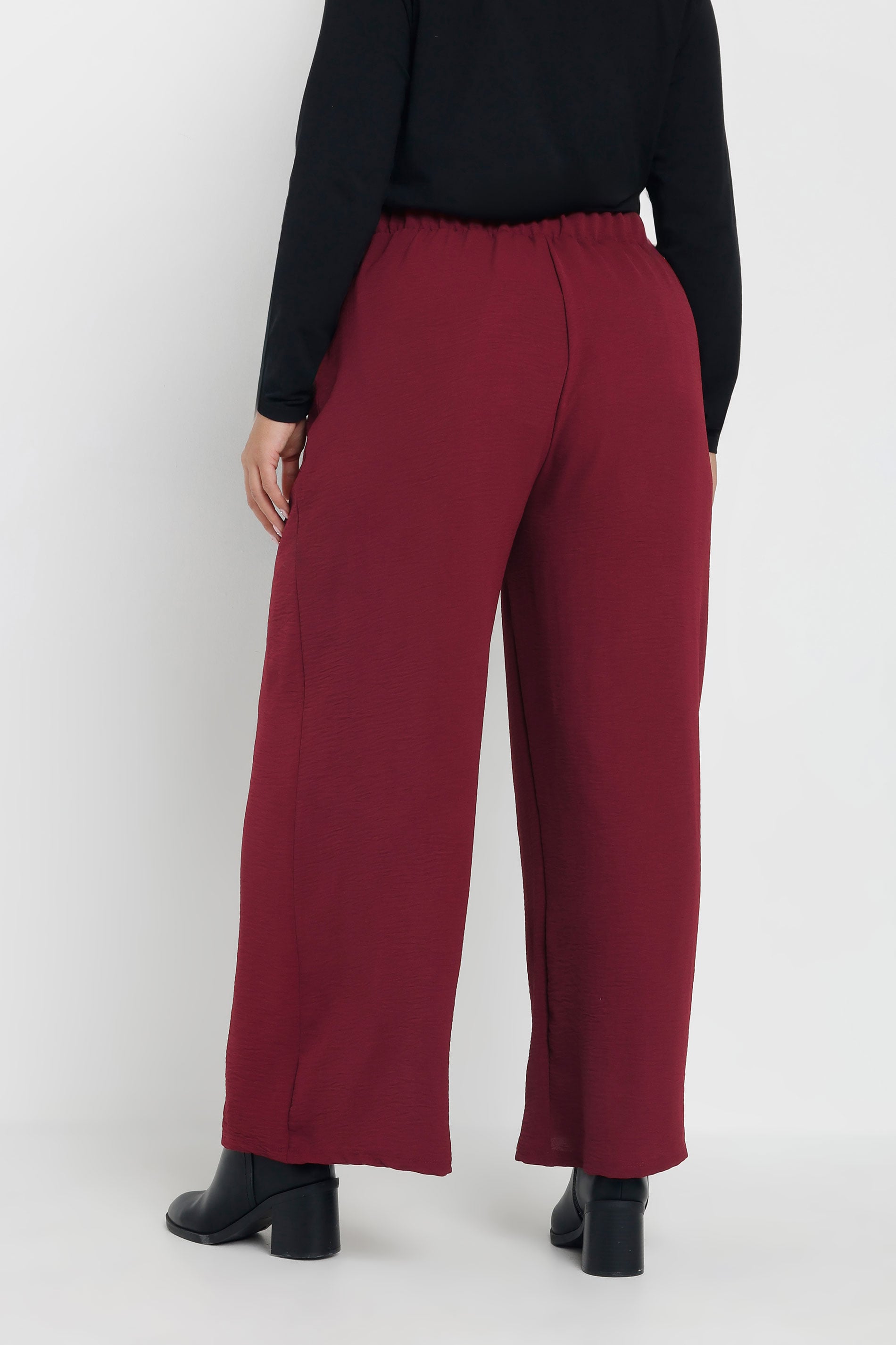 YOURS Plus Size Burgundy Red Wide Leg Trousers | Yours Clothing 2