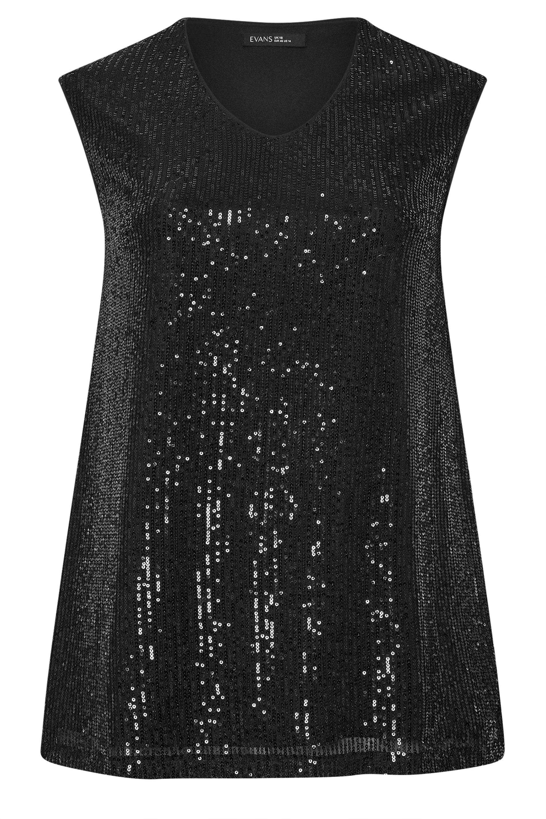 EVANS Plus Size Black Sequin Embellished Vest Top | Evans 6