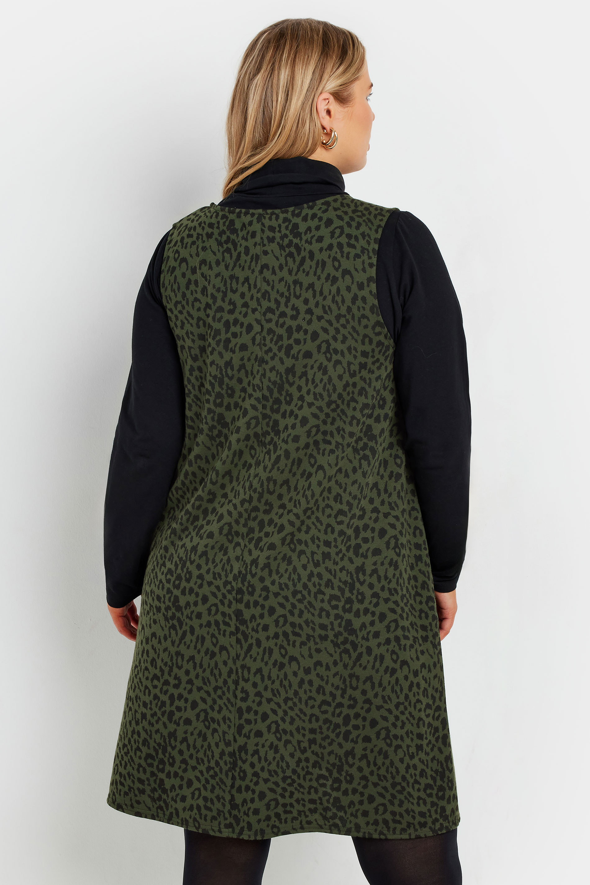 YOURS Plus Size Grey Leopard Print Pinafore Dress | Yours Clothing  2