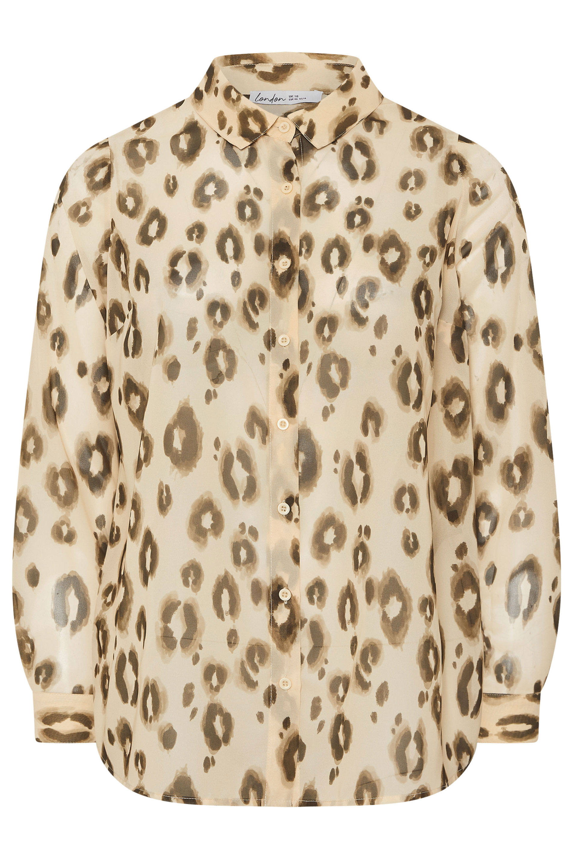 YOURS LONDON Plus Size Natural Brown Watercolour Animal Shirt | Yours Clothing 5