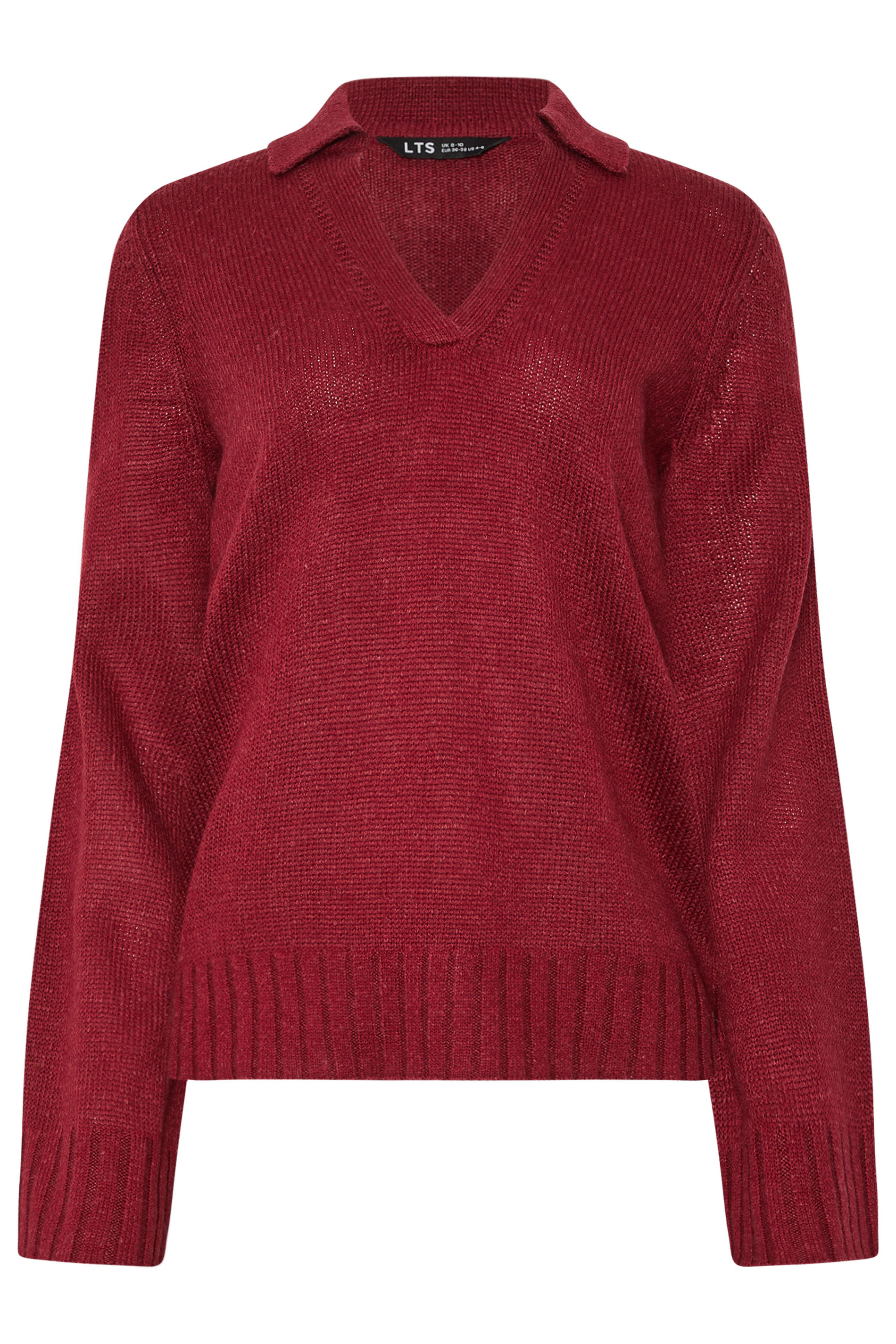 LTS Tall Red Knitted Collared Jumper | Long Tall Sally 5