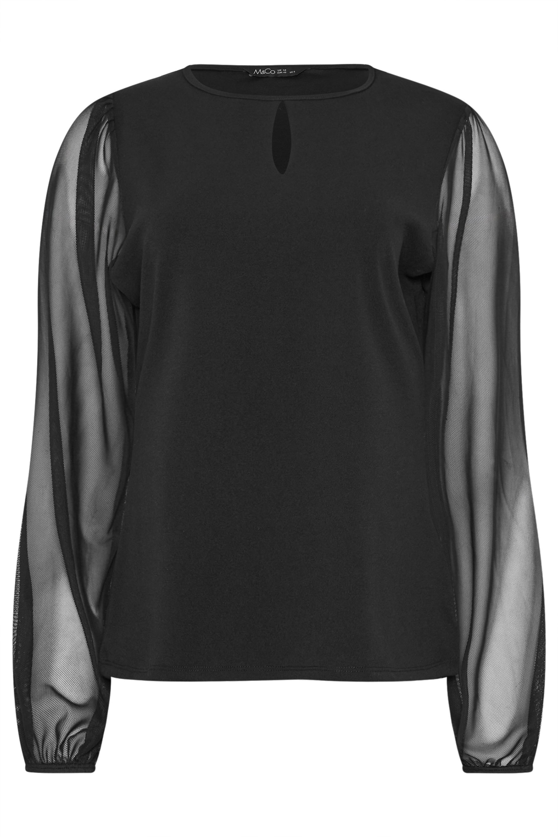 M&Co Black Keyhole Detail Scuba Mesh Top | M&Co 5