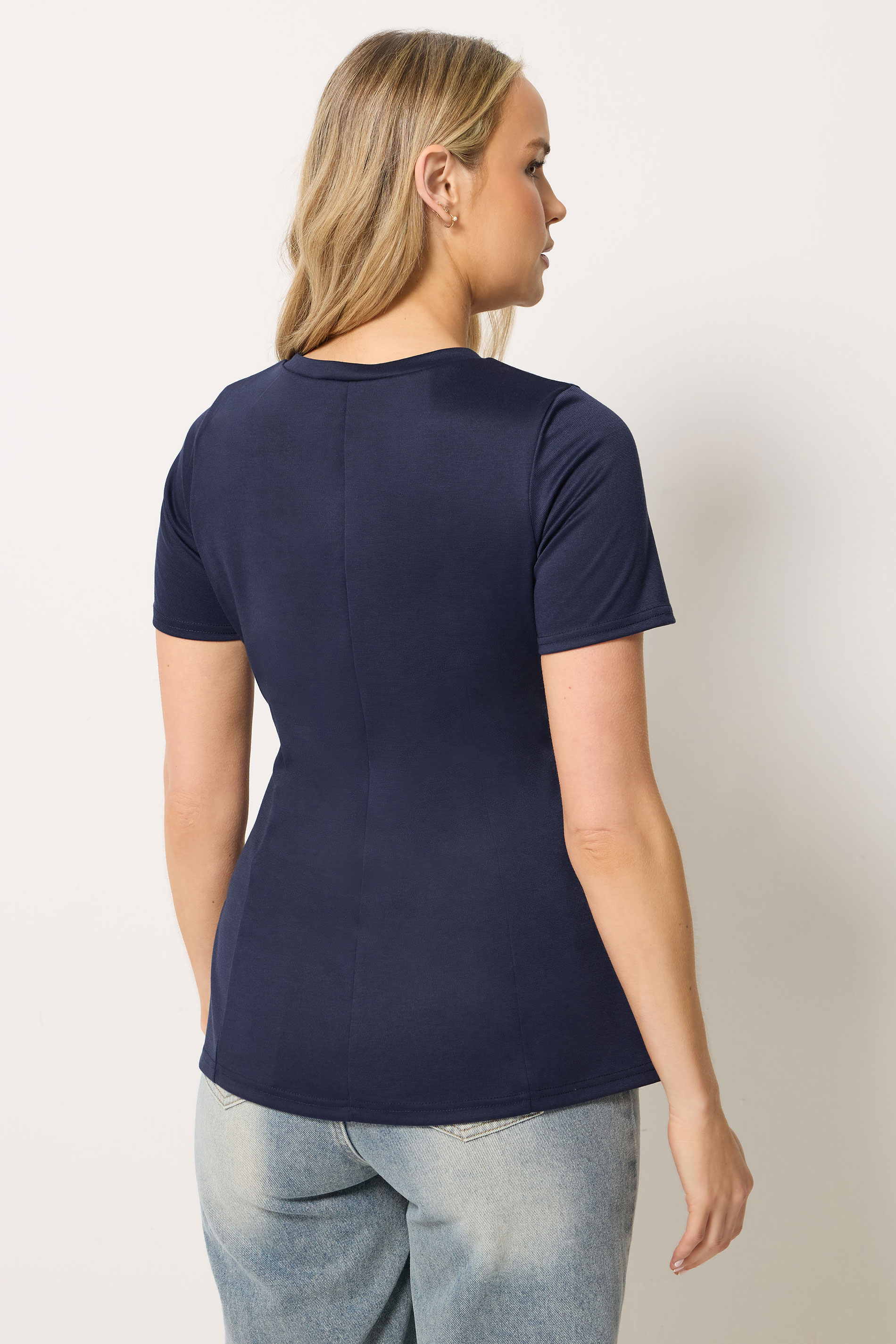LTS Tall Women's Navy Blue Seam Front Peplum Top | Long Tall Sally 2