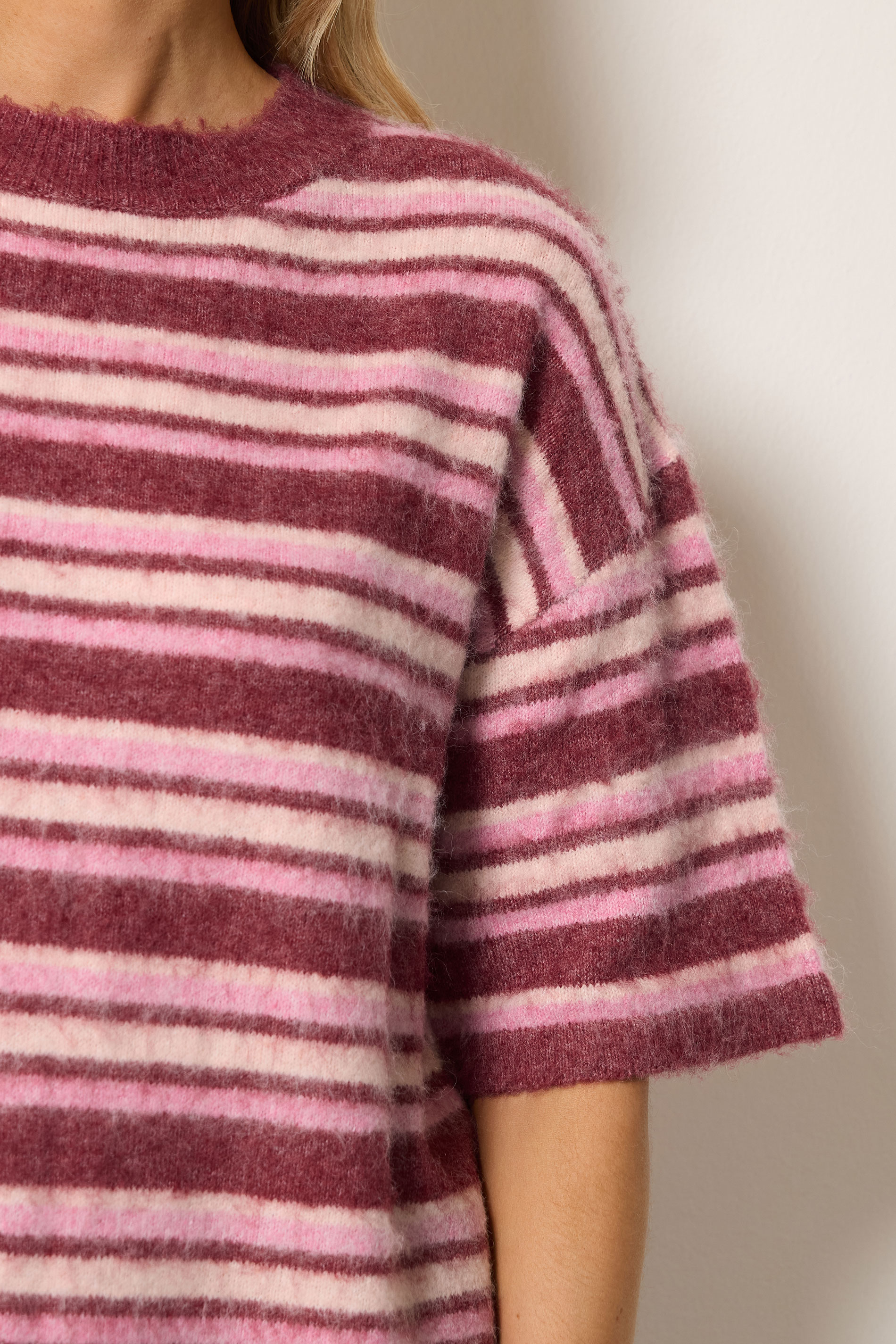 LTS Tall Women's Pink Stripe Fluffy Knit Jumper | Long Tall Sally 4