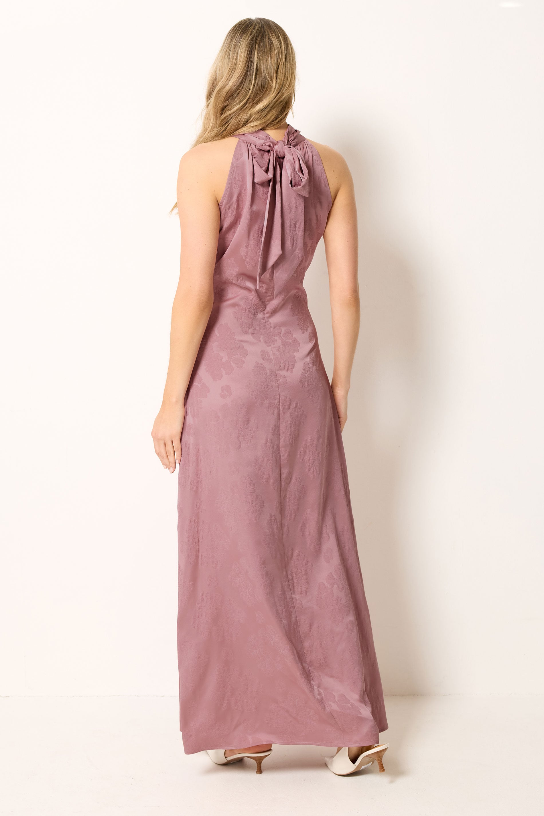 LTS Tall Women's Pink Jacquard Halterneck Maxi Dress | Long Tall Sally 2