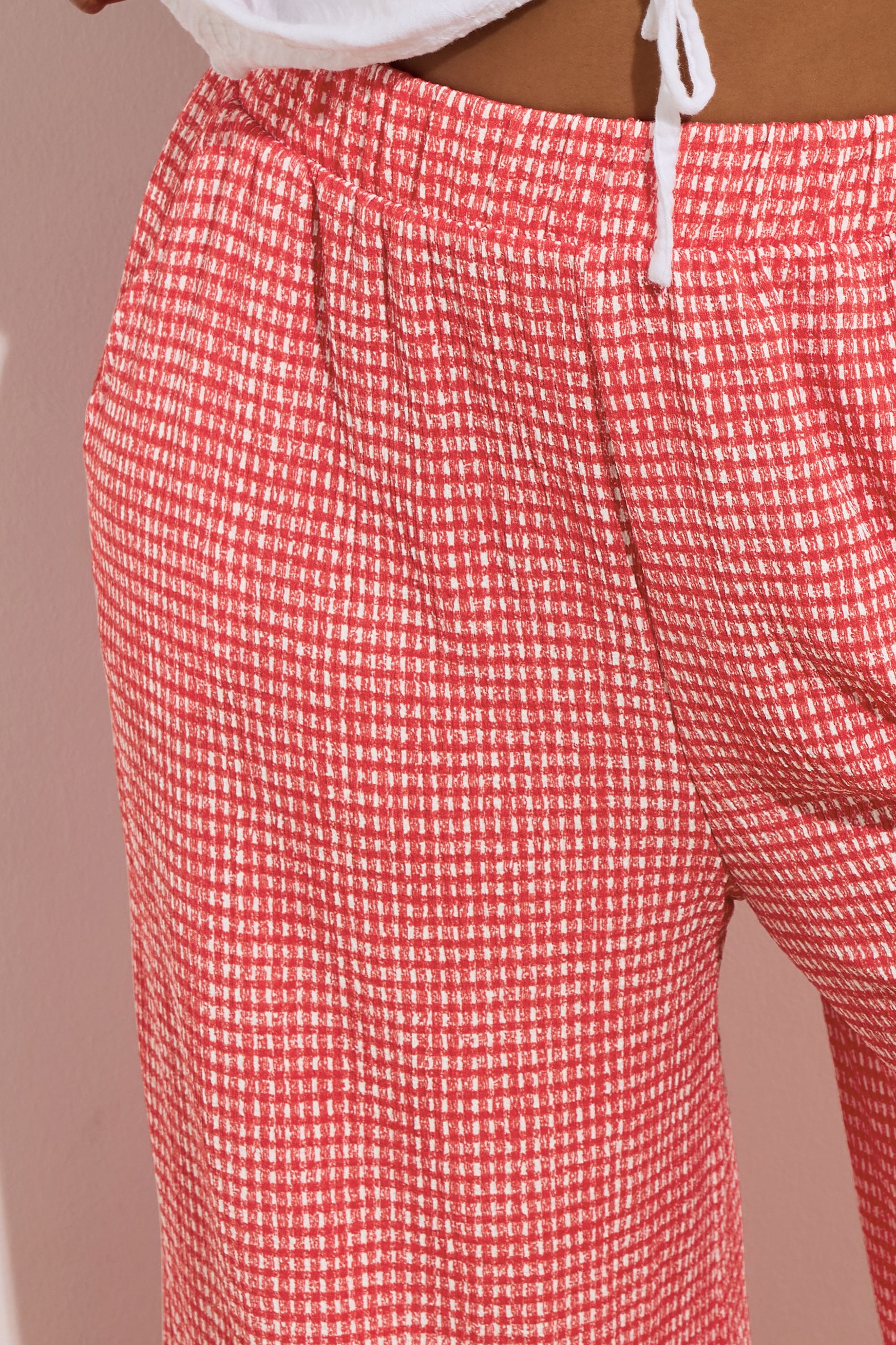 YOURS Plus Size Red Gingham Crinkle Midaxi Culottes | Yours Clothing 4