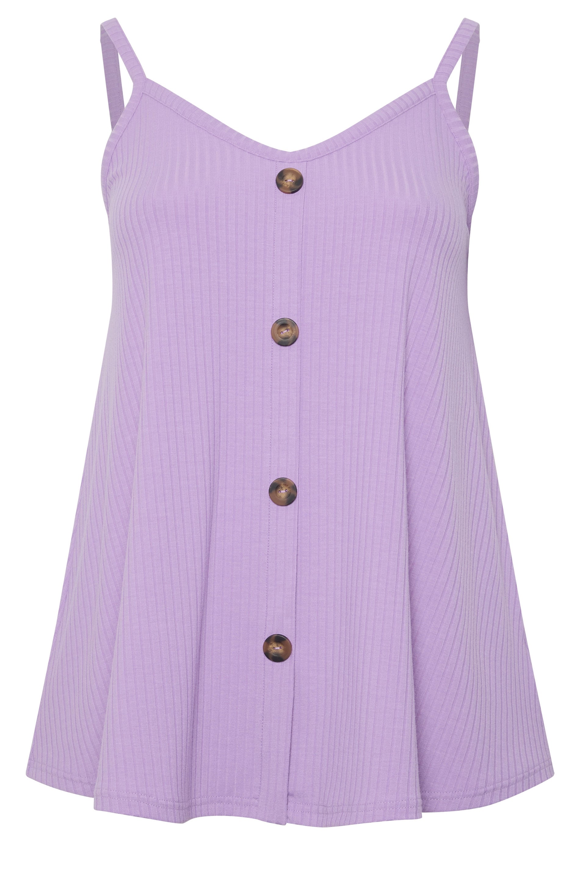 YOURS Plus Size Lilac Purple Ribbed Swing Vest Top | Yours Clothing 1