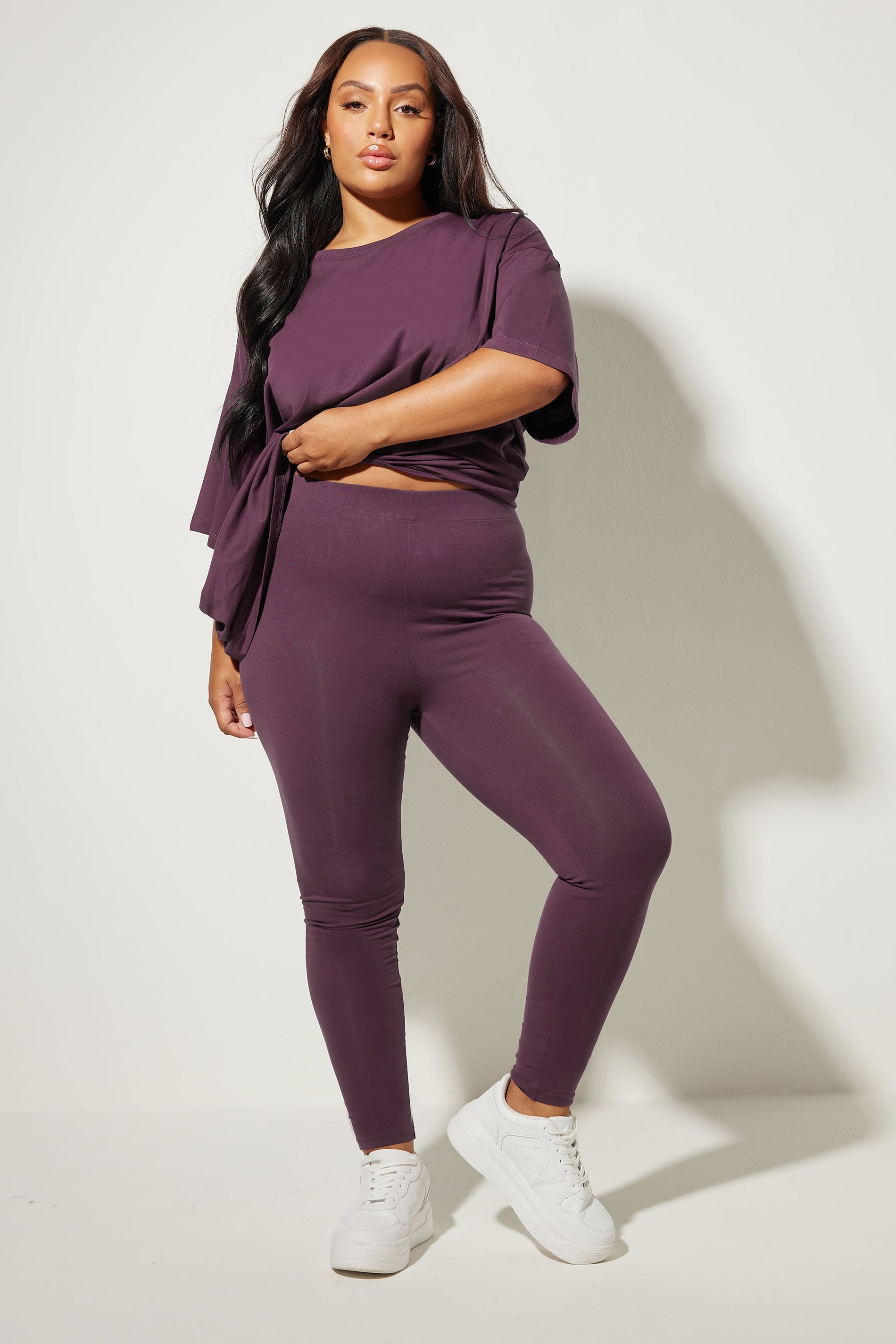 YOURS Plus Size Dark Purple Leggings | Yours Clothing 3