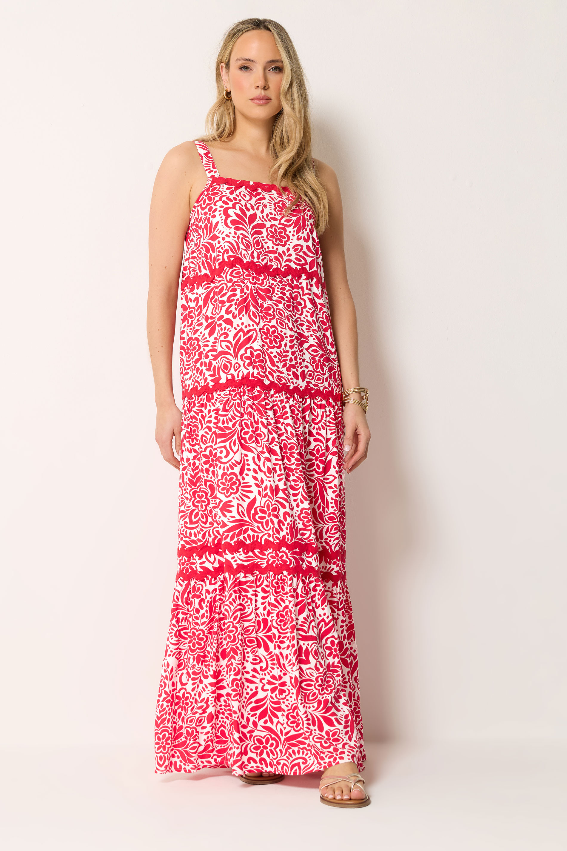 LTS Tall Women's Red Floral Contrast Swirl Maxi Dress | Long Tall Sally 2