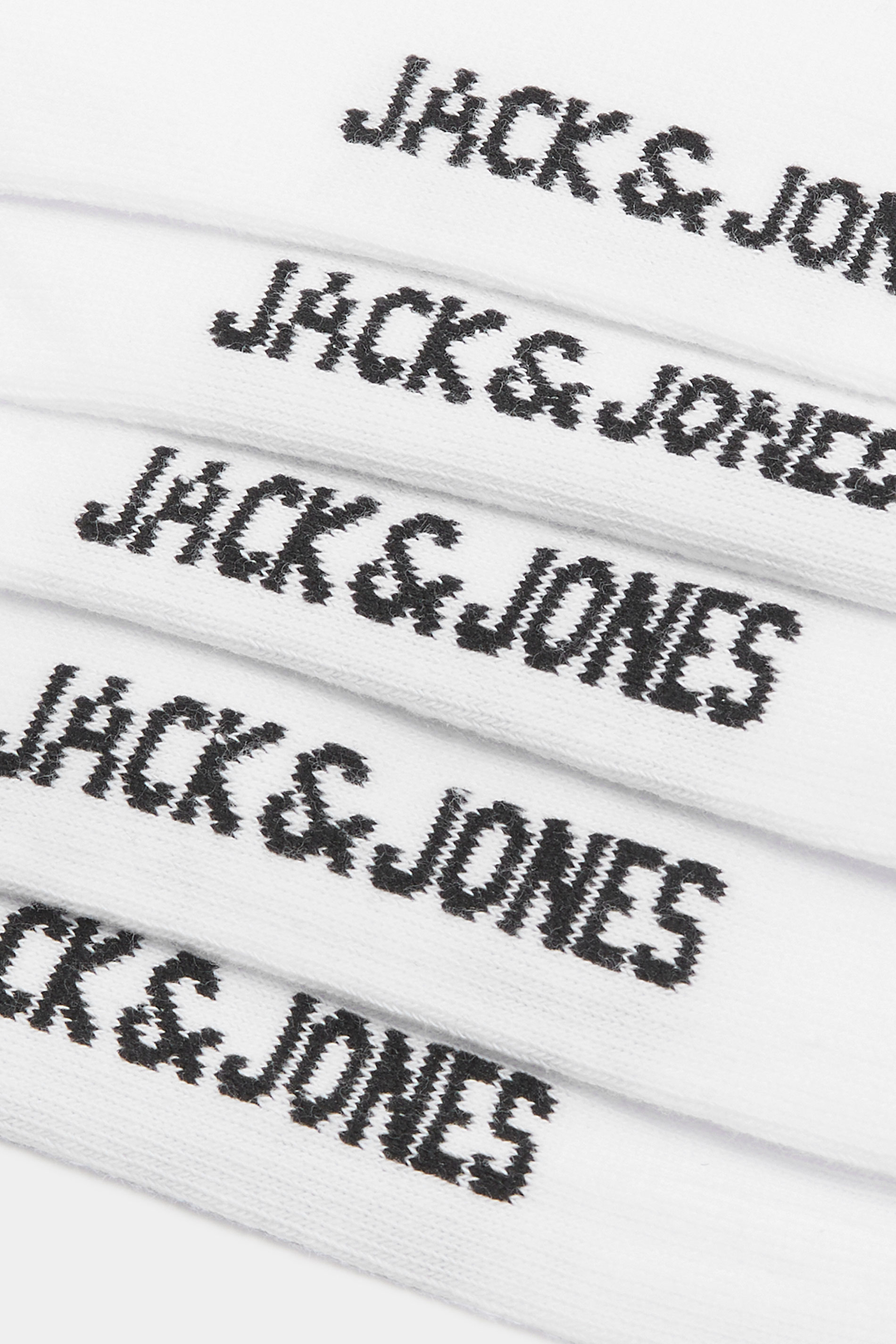 JACK & JONES Big & Tall 5 PACK White Logo Tennis Socks | BadRhino 3
