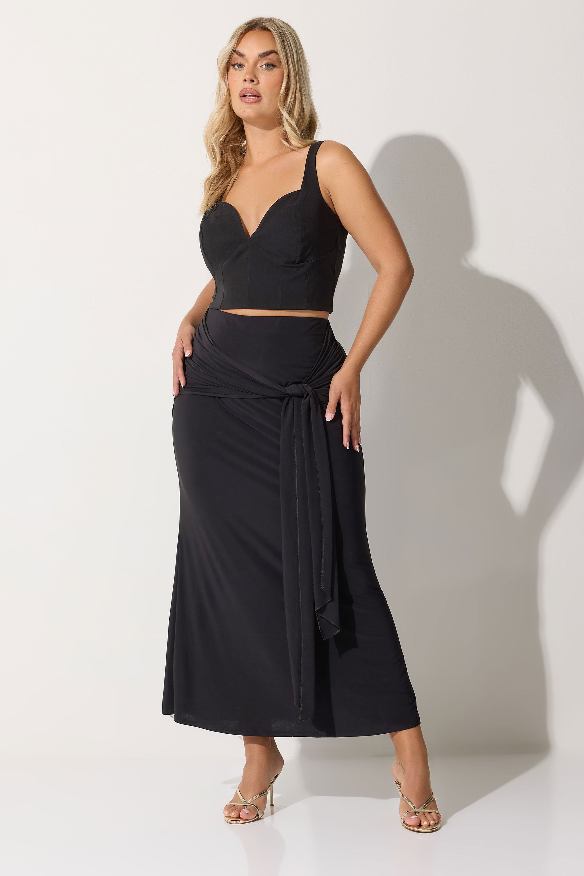 LIMITED COLLECTION Plus Size Black Tie Maxi Skirt | Yours Clothing 3