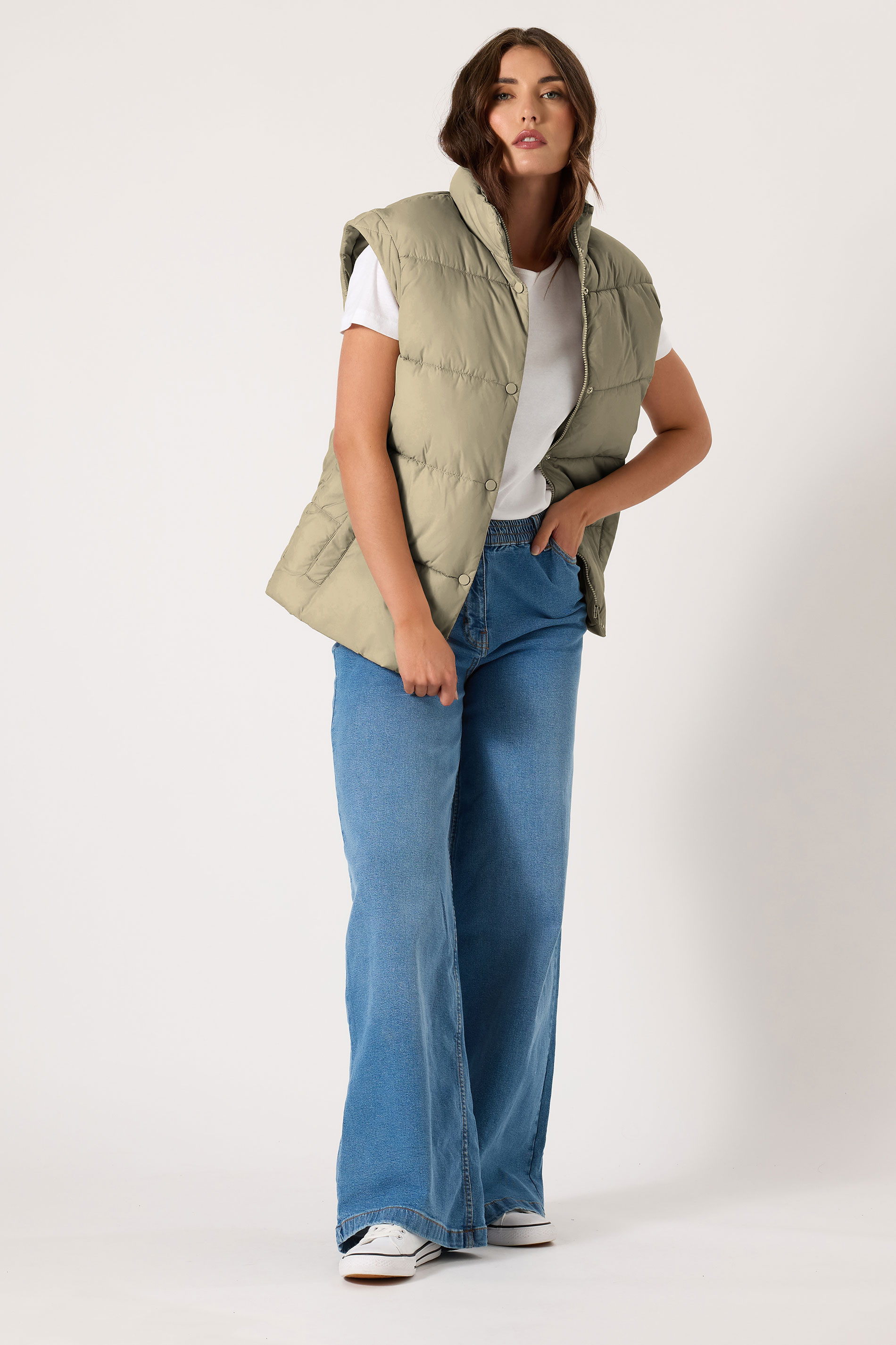 LTS Tall Women's Natural Brown Padded Gilet | Long Tall Sally 1