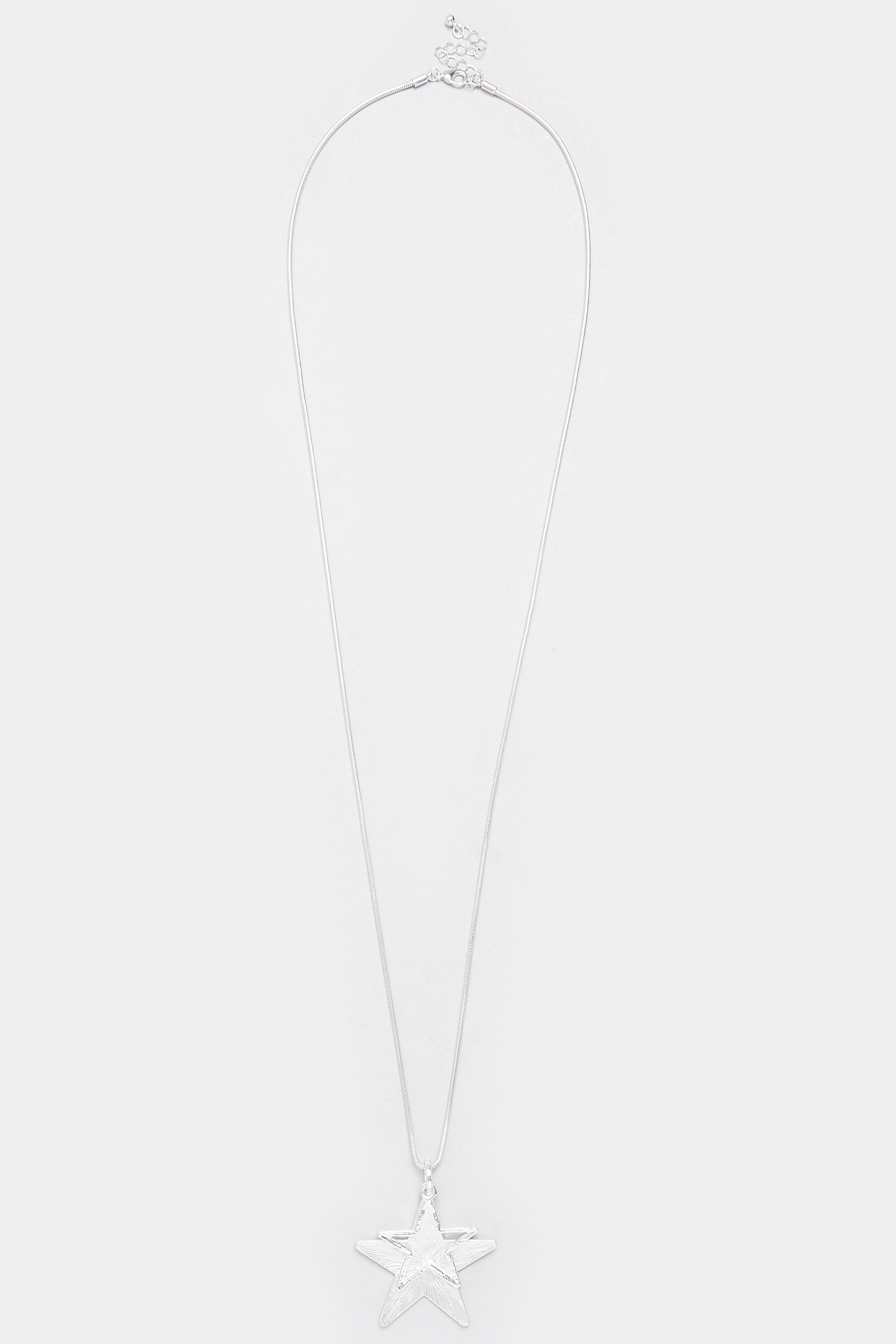 Silver Tone Double Star Long Necklace | Yours Clothing 3