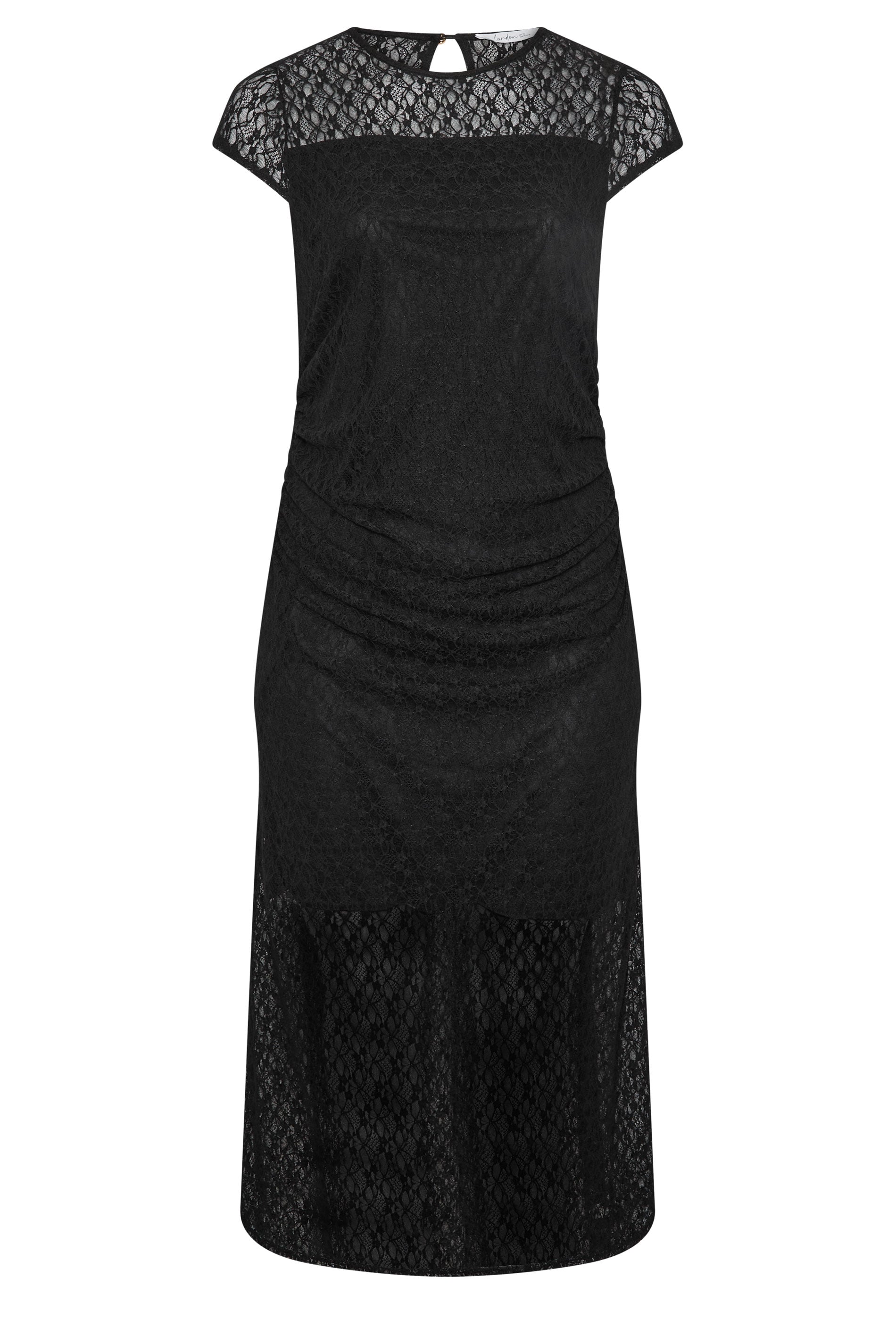 YOURS LONDON Plus Size Black Lace Sleeveless Maxi Dress | Yours Clothing 1