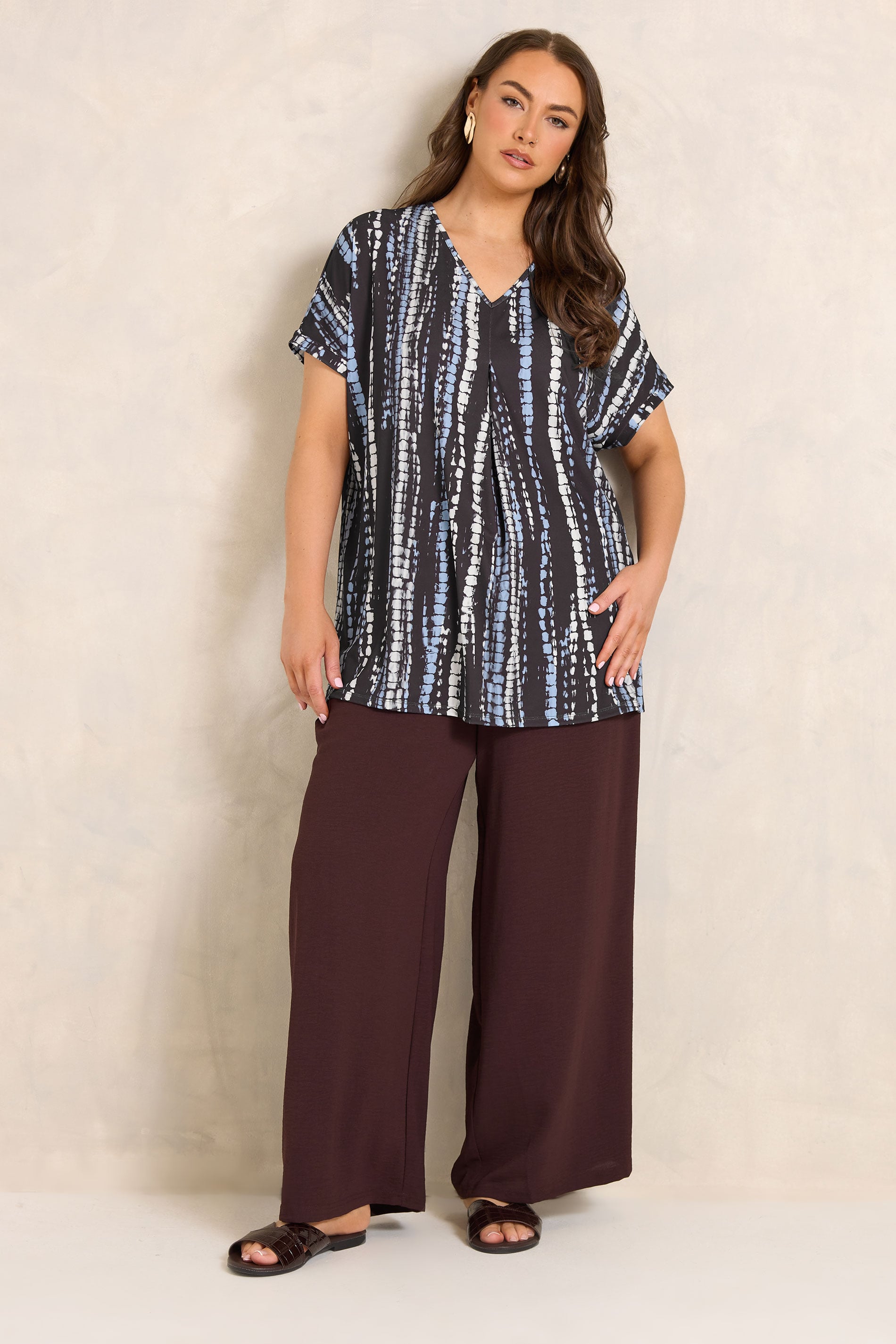 EVANS Plus Size Brown Tie Dye Swing Top | Evans 1