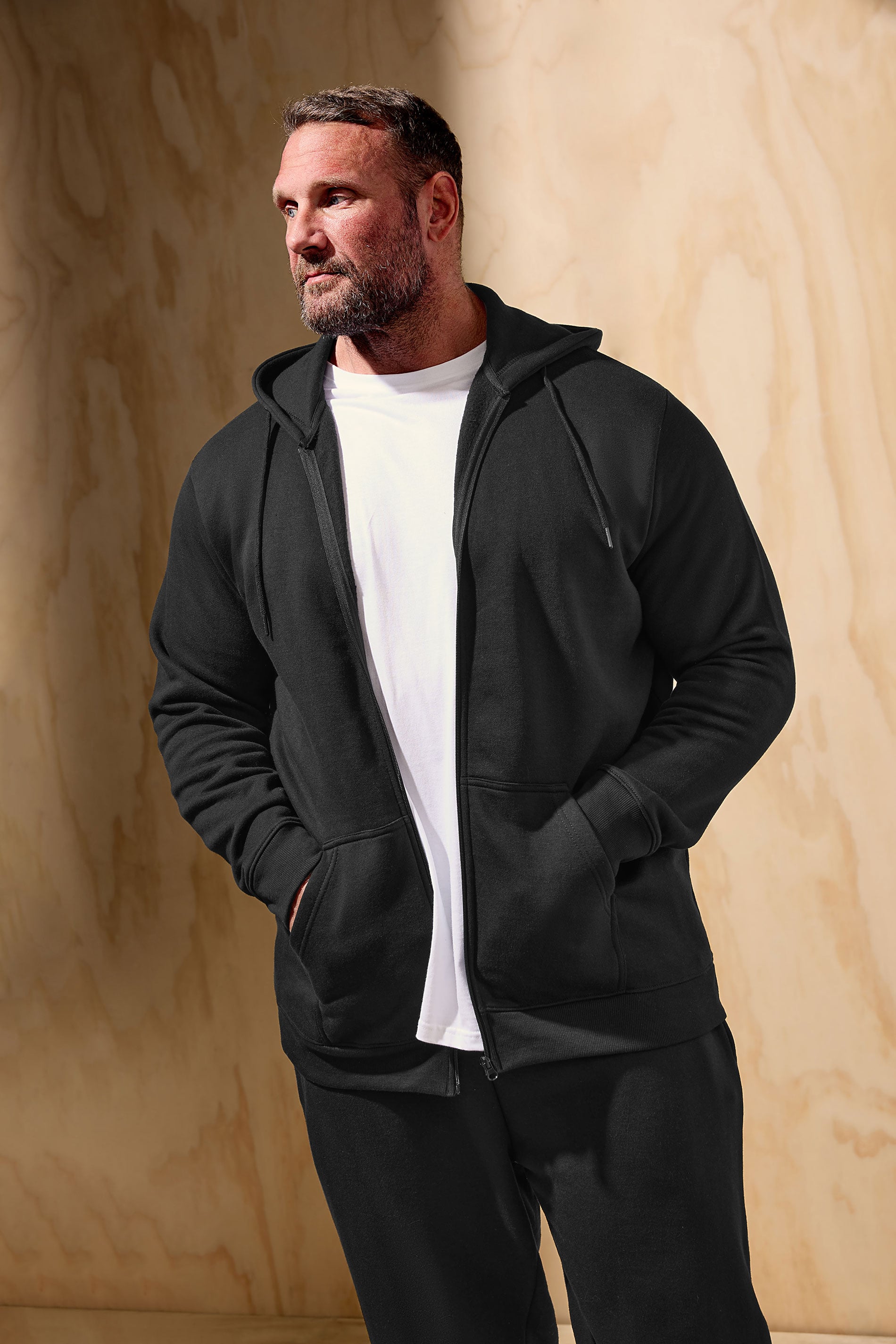 BadRhino Big & Tall Black Premium Zip Through Hoodie | BadRhino 3