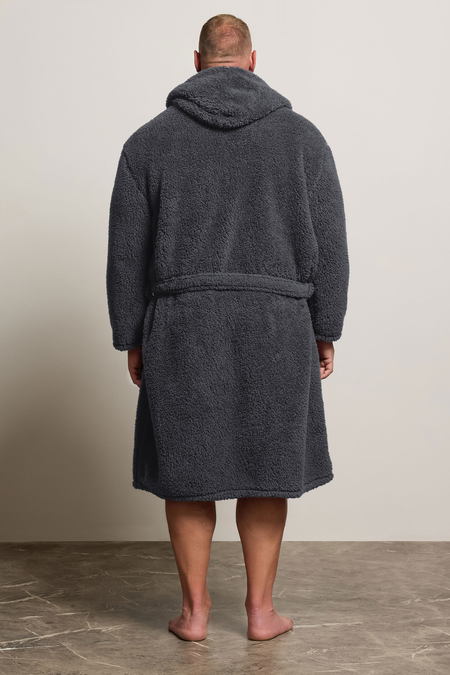 BadRhino Big & Tall Charcoal Grey Super Soft  Borg Dressing Gown | BadRhino 1