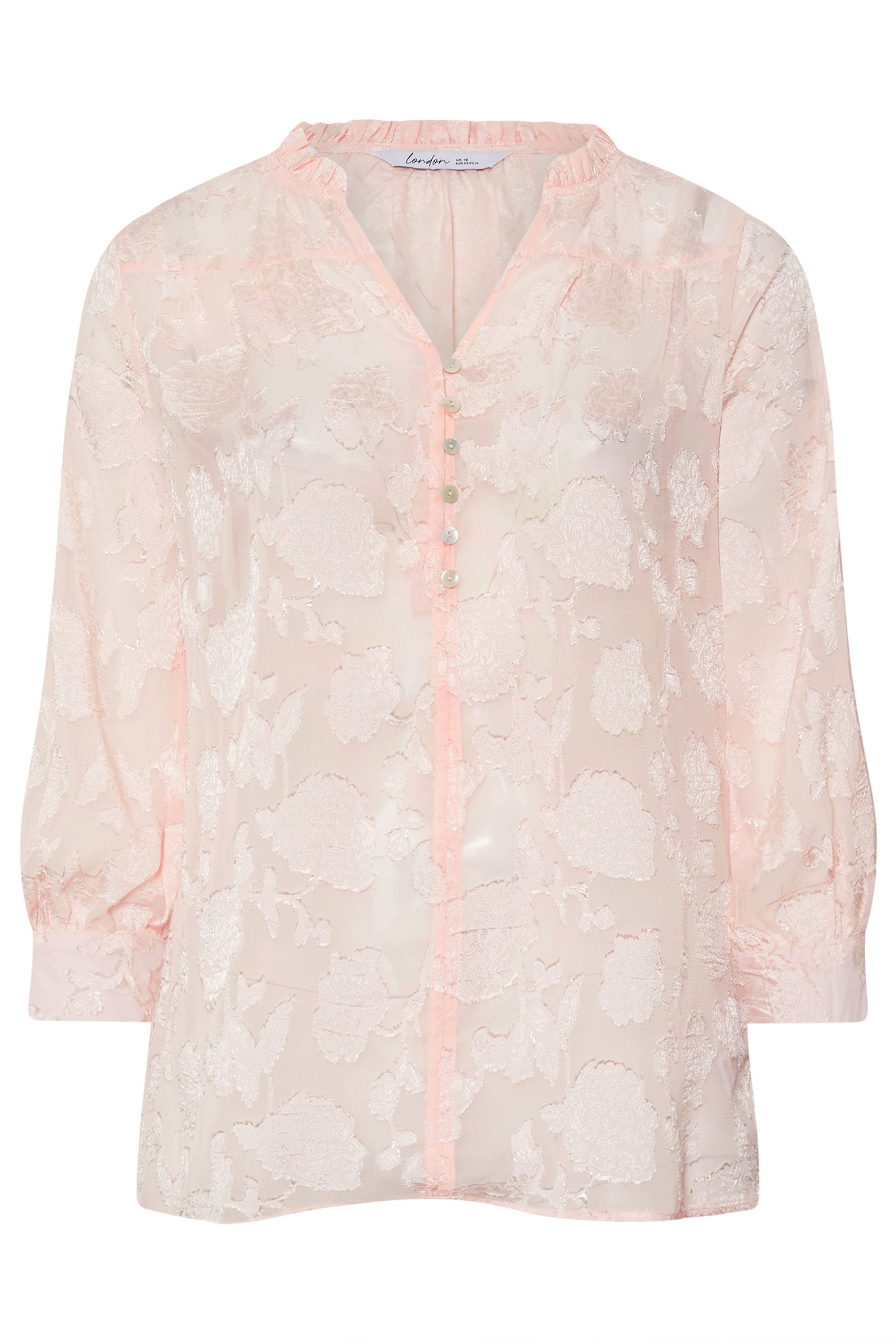 YOURS LONDON Plus Size Pink Floral Jacquard Burnout Blouse | Yours Clothing 5