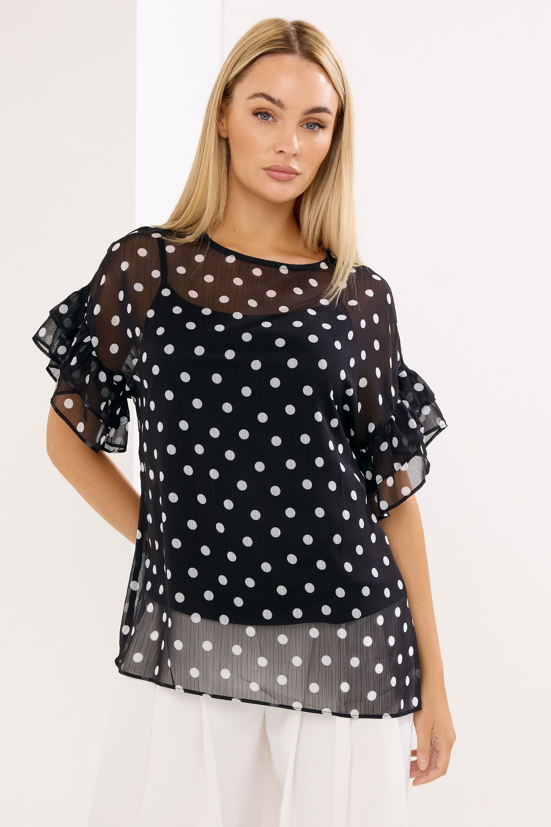 STAR Black Polka Dot Mesh Top | StarByJM 3