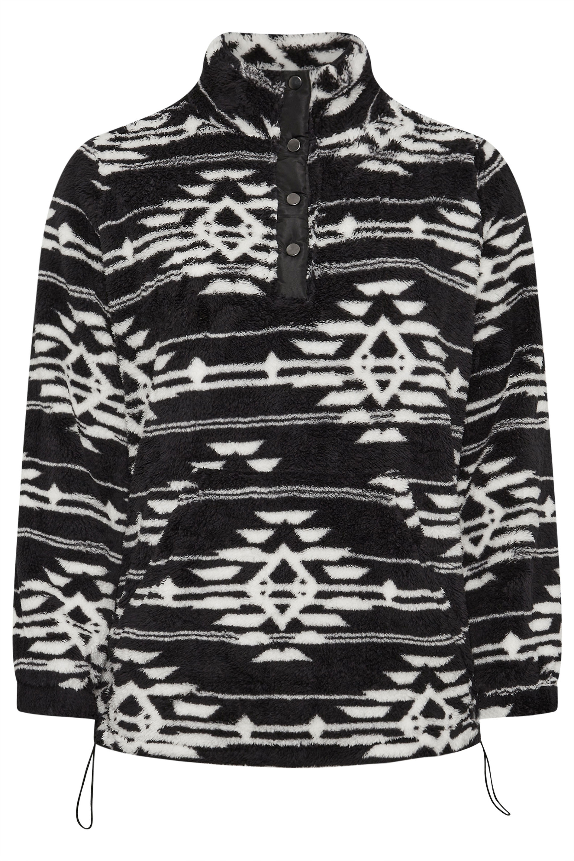 YOURS Plus Size Black & White Aztec Print Fleece | Yours Clothing  5