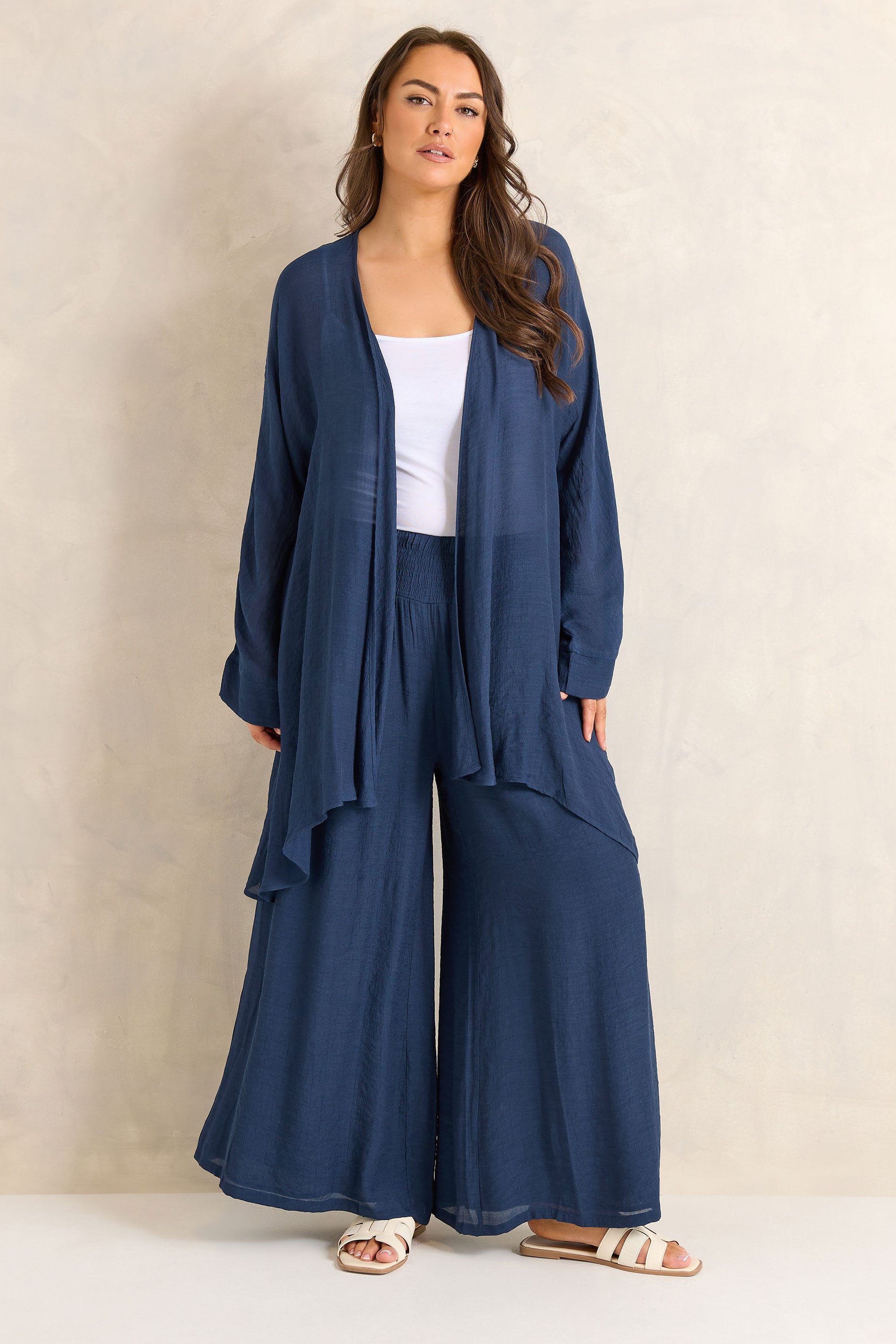 EVANS Plus Size Navy Blue Longline Cover-Up Cardigan | Evans 1