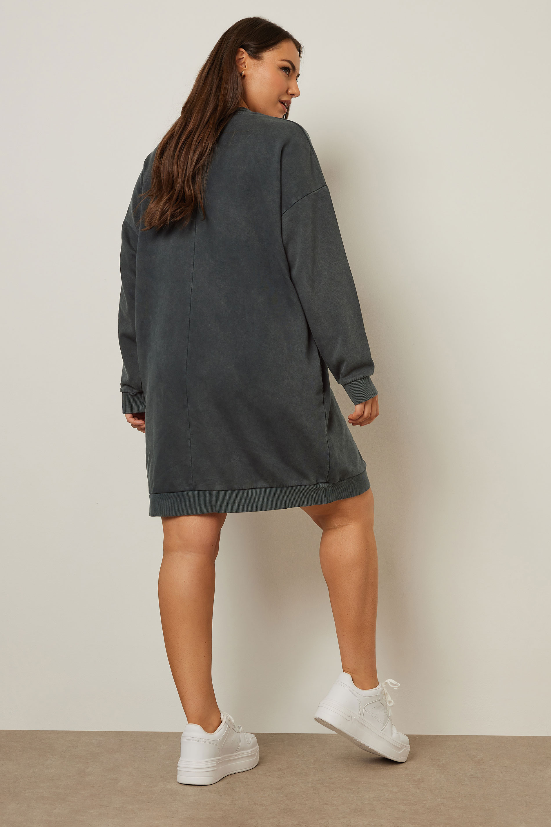 YOURS Plus Size Grey Sweatshirt Dress | Yours Clothing 4