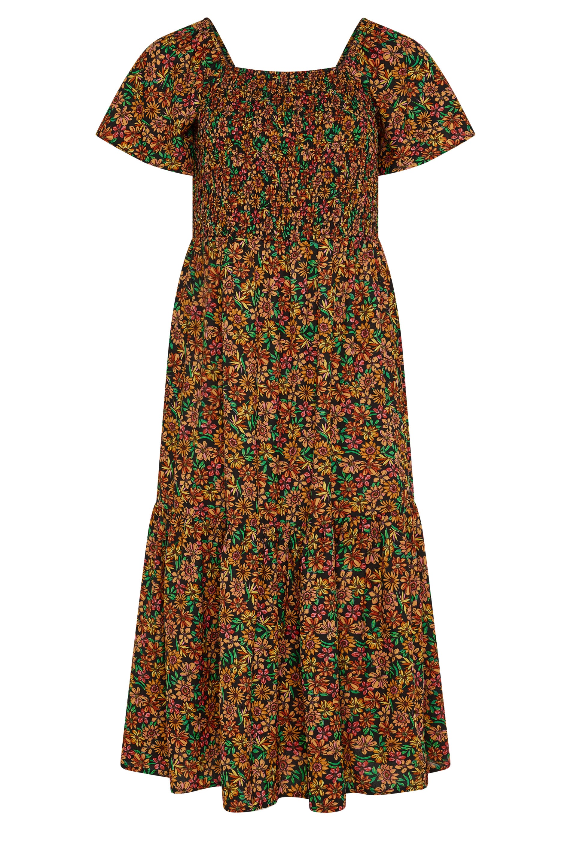 YOURS Plus Size Black Shirred Floral Maxi Dress | Yours Clothing 5