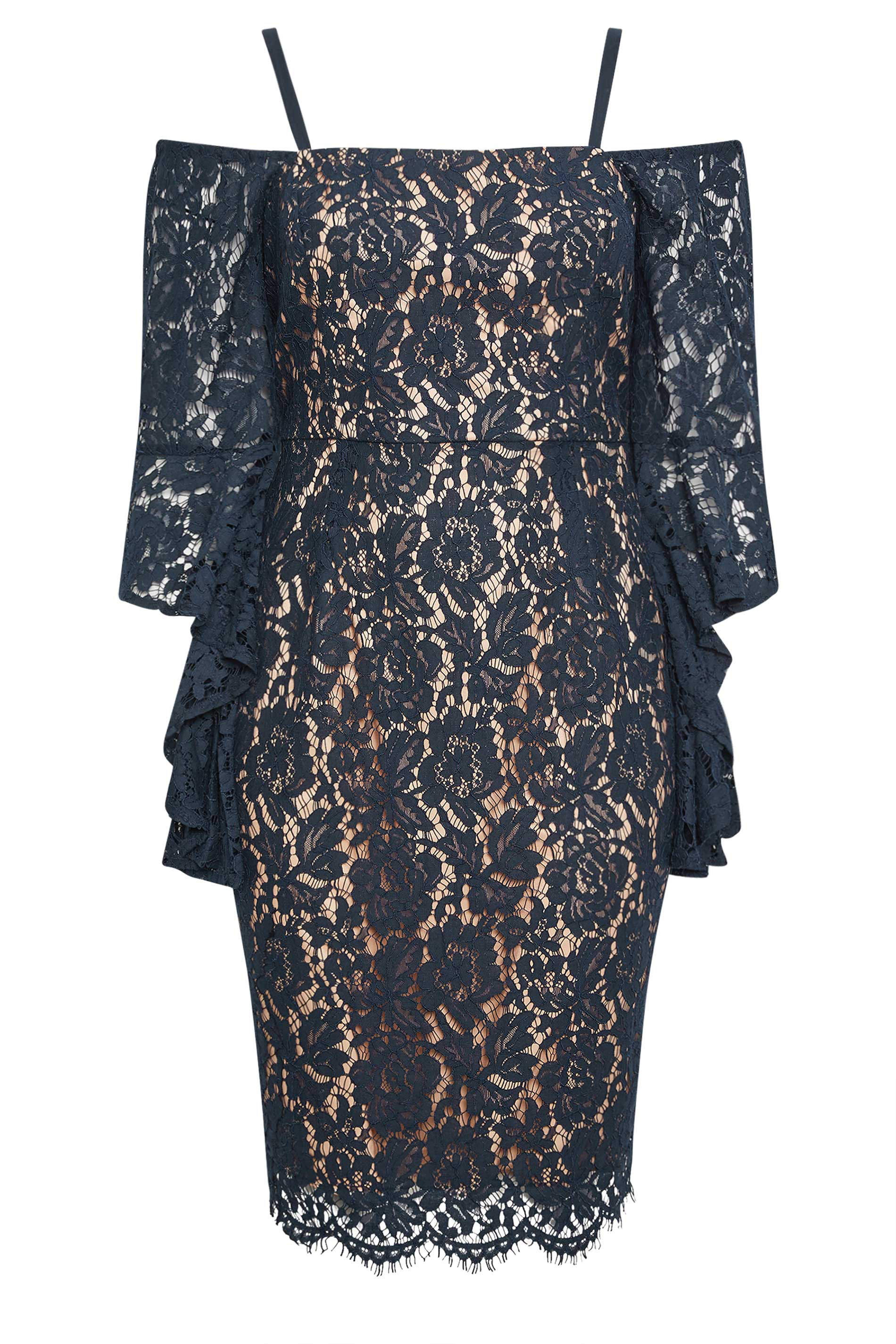 Endearing Love Navy Scallop Lace Dress