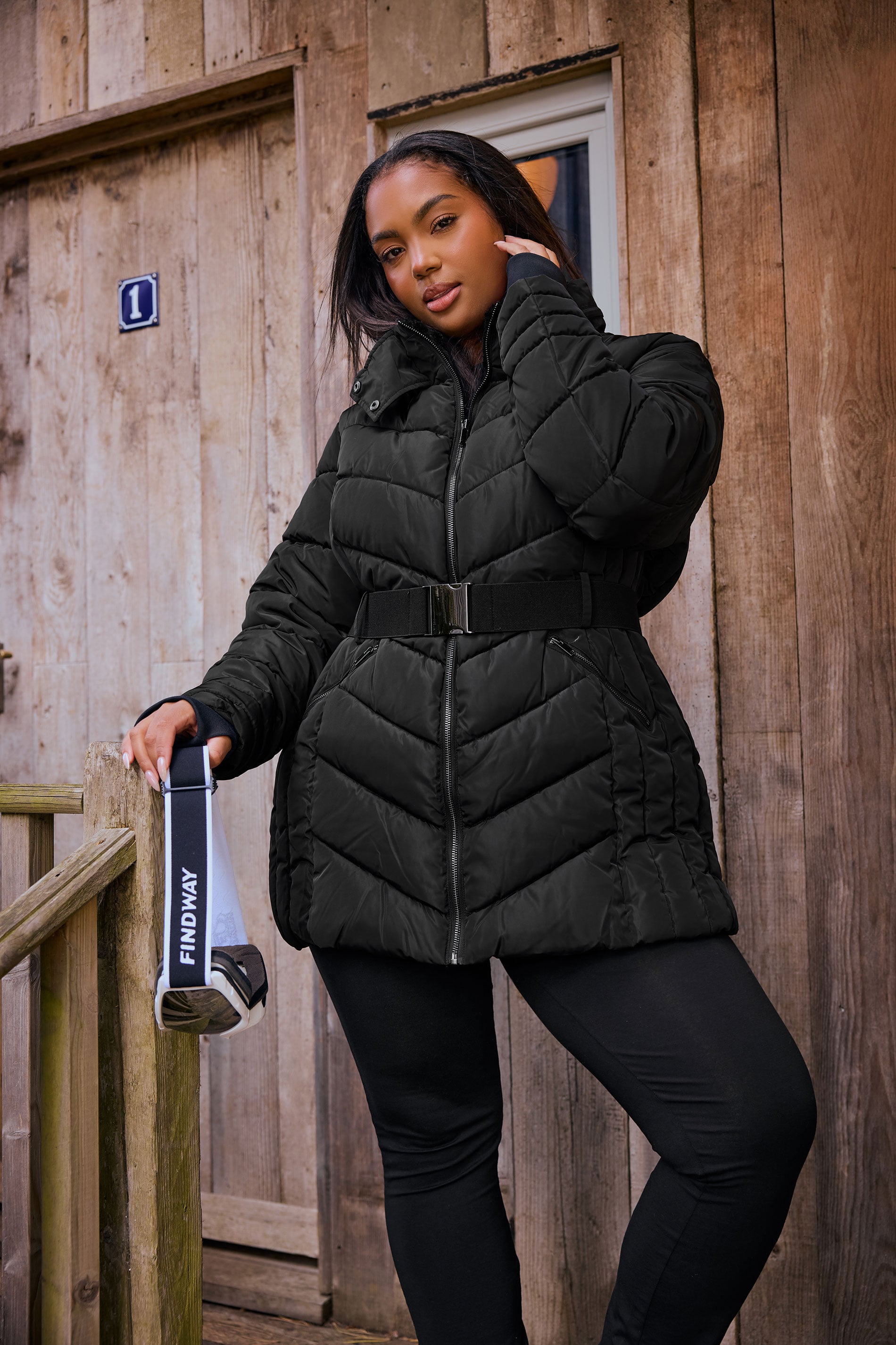 YOURS Plus Size Black Belted Puffer Coat | Yours Clothing 2