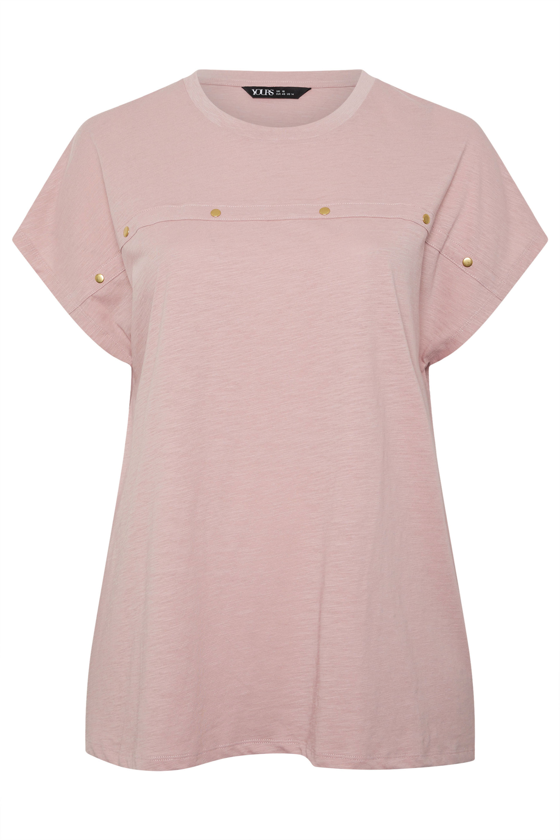 YOURS Plus Size Pink Stud Grown-On Sleeve T-Shirt | Yours Clothing 5