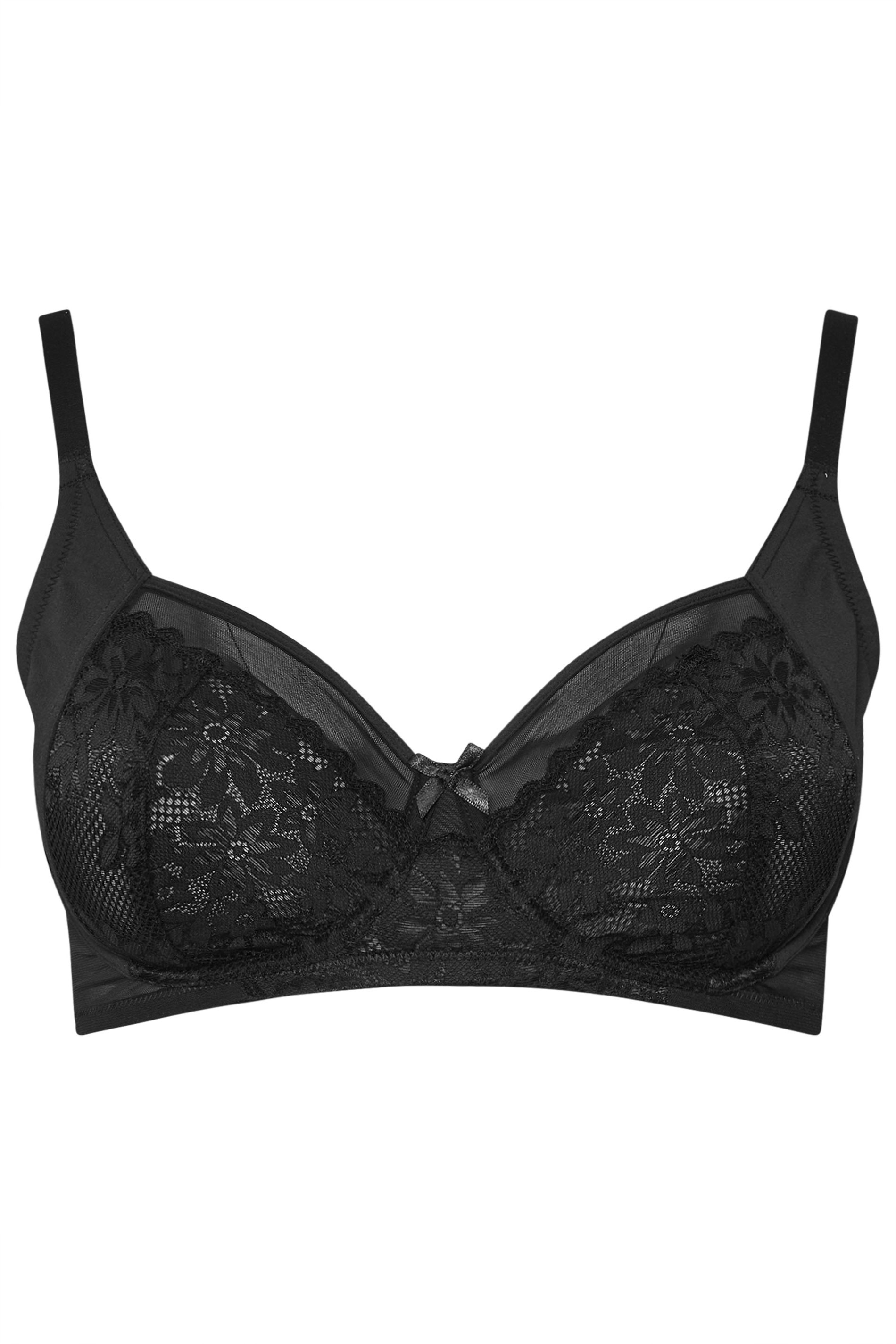 YOURSET 2 PACK Plus Size Pink & Black Lace Mesh Underwired Bras | Yours Clothing 12