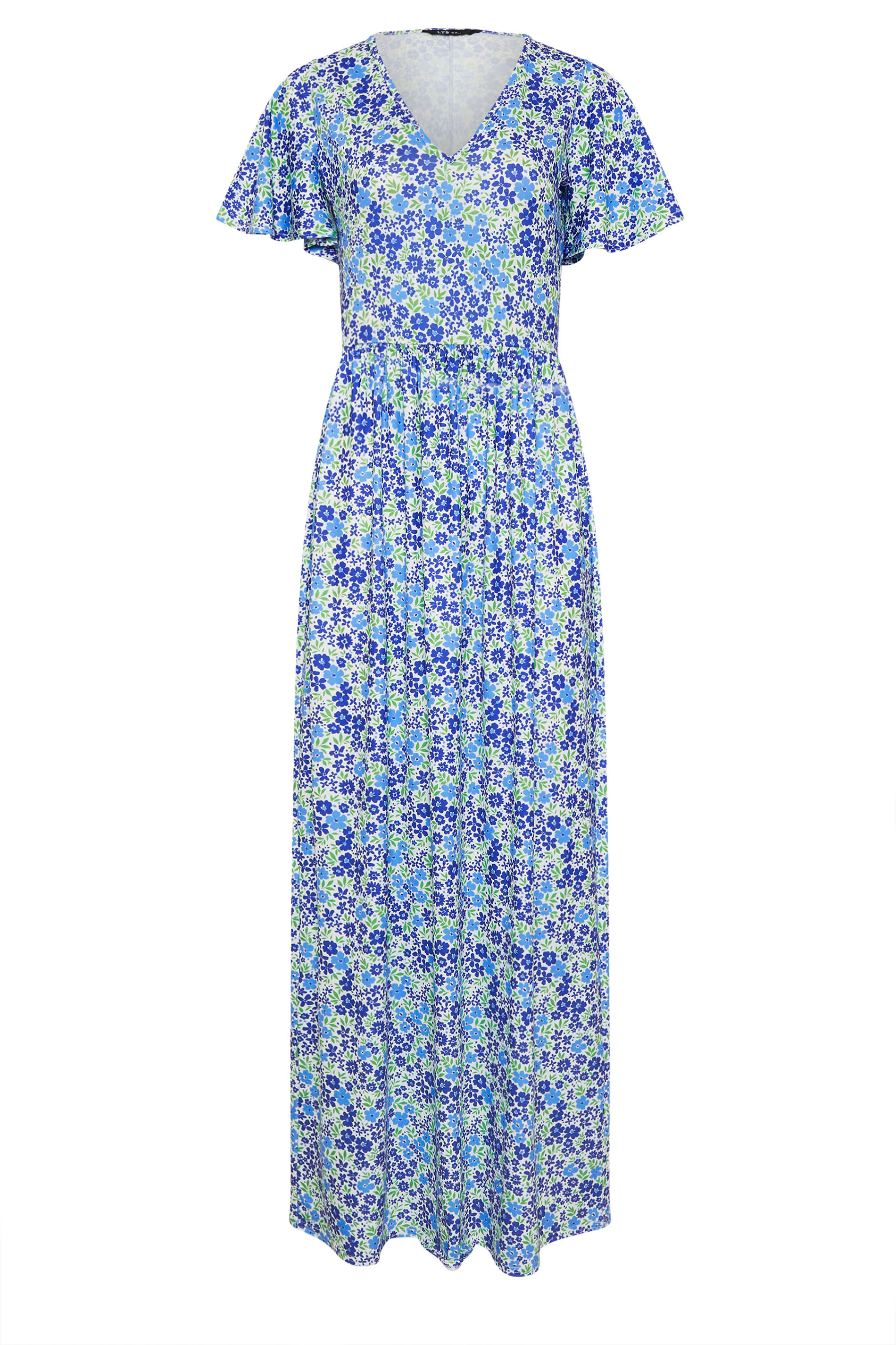 LTS Tall Blue Ditsy Angel Sleeve Maxi Dress | Long Tall Sally 5