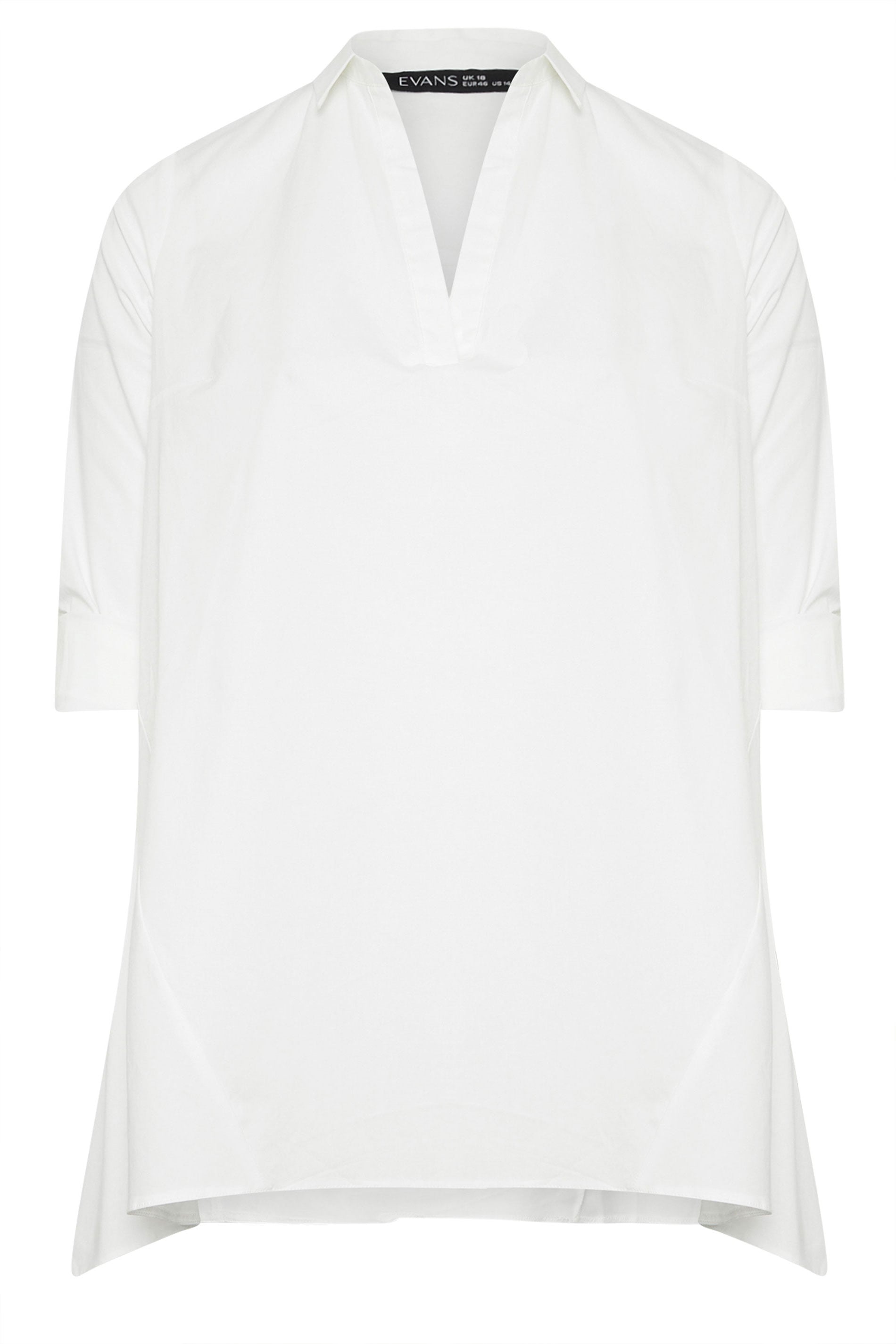 EVANS Plus Size White Overhead Shirt | Evans 5