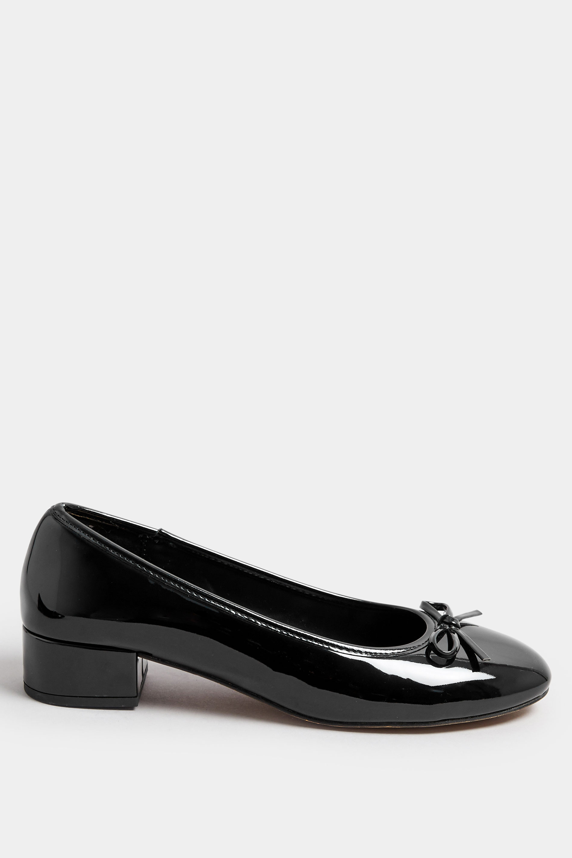 LTS Black Patent Heeled Ballet Pumps In Standard Fit | Long Tall Sally 2