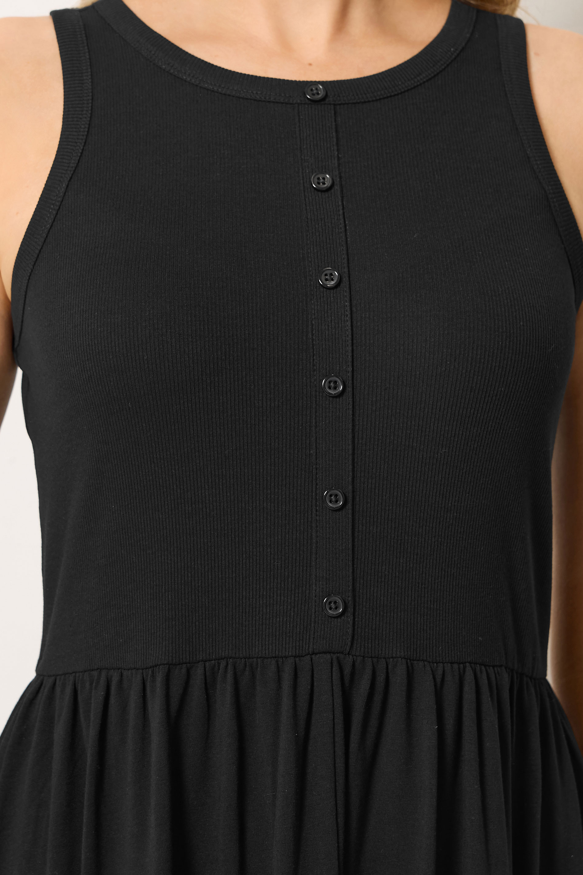 LTS Tall Women's Black Button Detail Cotton Maxi Dress | Long Tall Sally 5
