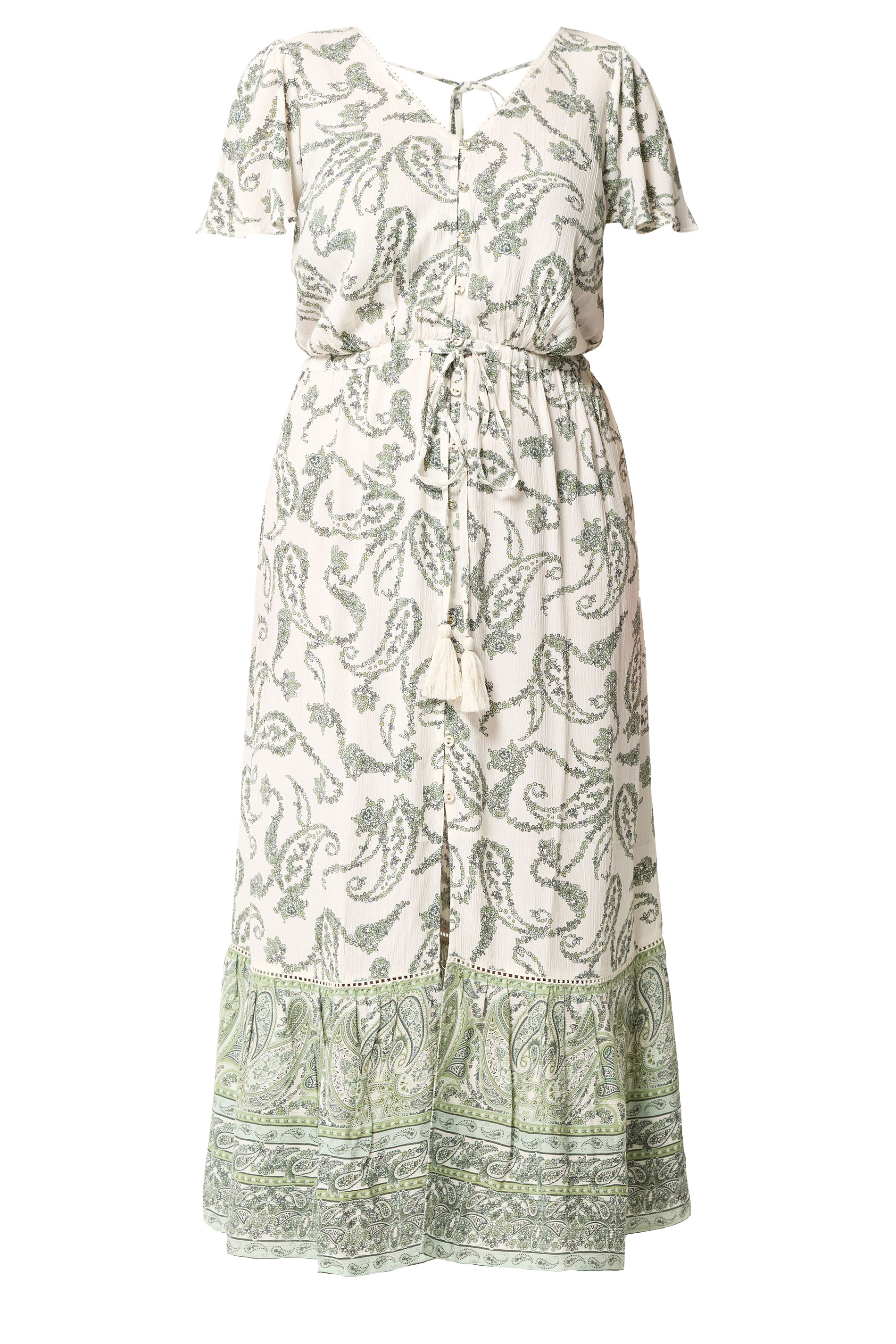 YOURS Plus Size Green Paisley Border Detail Dress | Yours Clothing 5