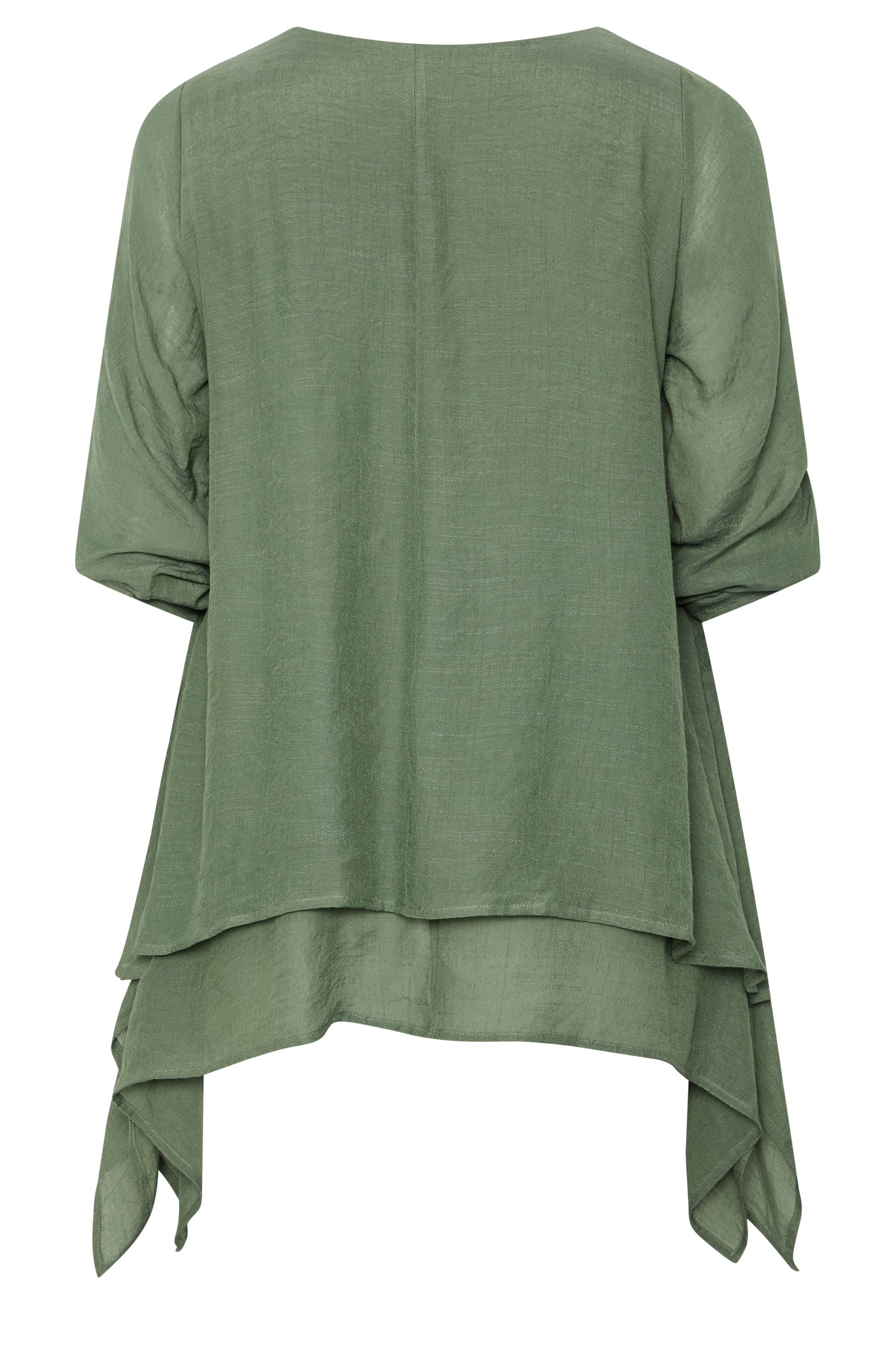 EVANS Plus Size Khaki Green Double Layer Blouse | Evans 2