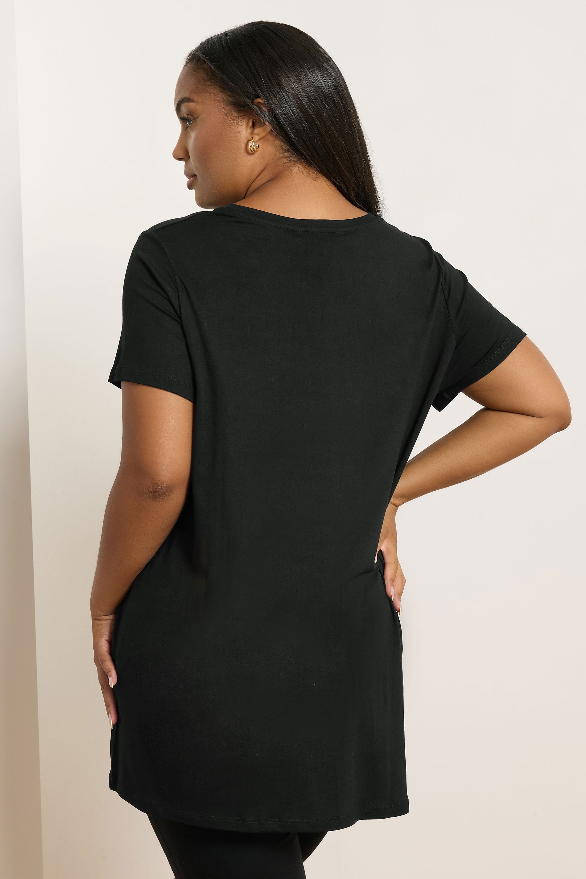 YOURS Plus Size Black Leopard Embellished T-Shirt | Yours Clothing 2