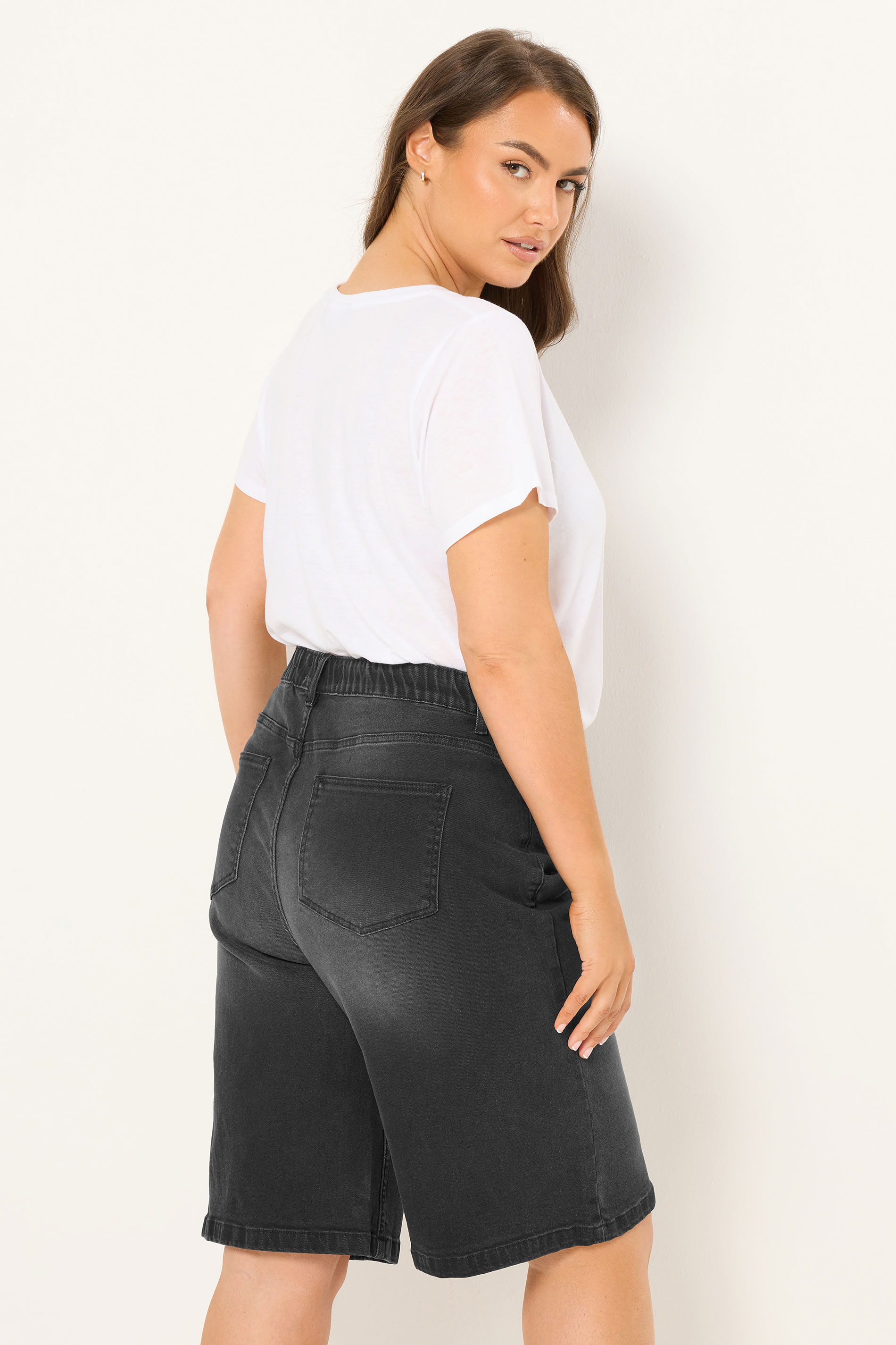 YOURS Plus Size Black Washed Denim Shorts| Yours Clothing 2