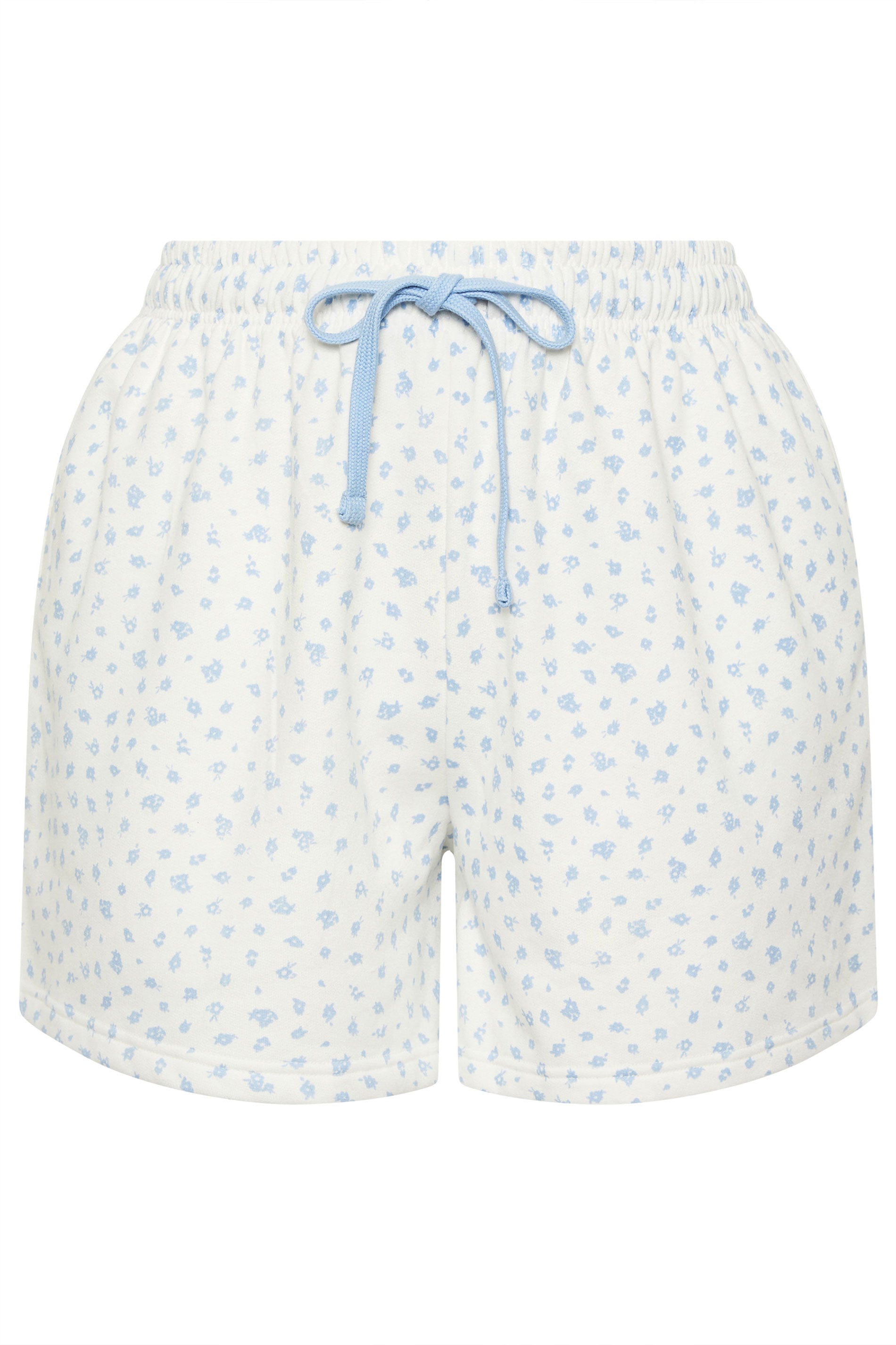 LIMITED COLLECTION Plus Size White Ditsy Floral Jogger Shorts | Yours Clothing 5