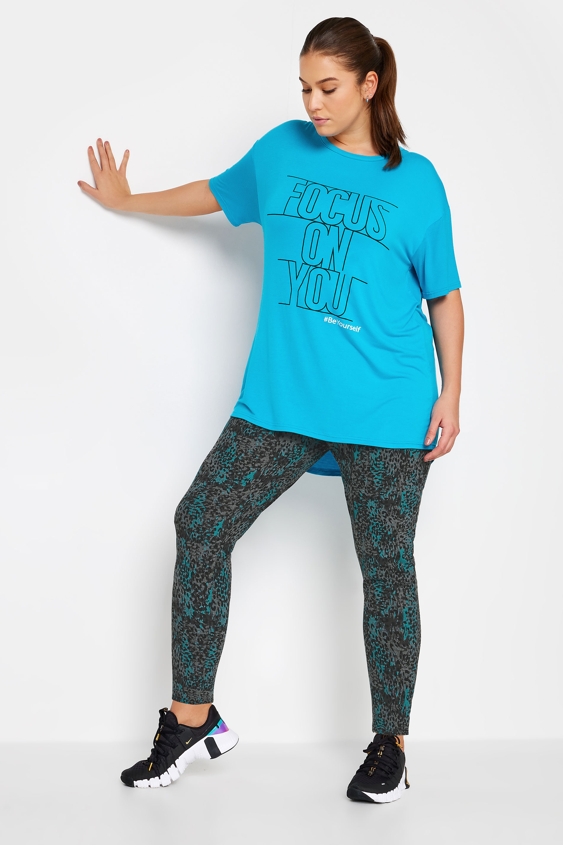 YOURS ACTIVE Plus Size Grey Leopard Print Leggings | Yours Clothing 2