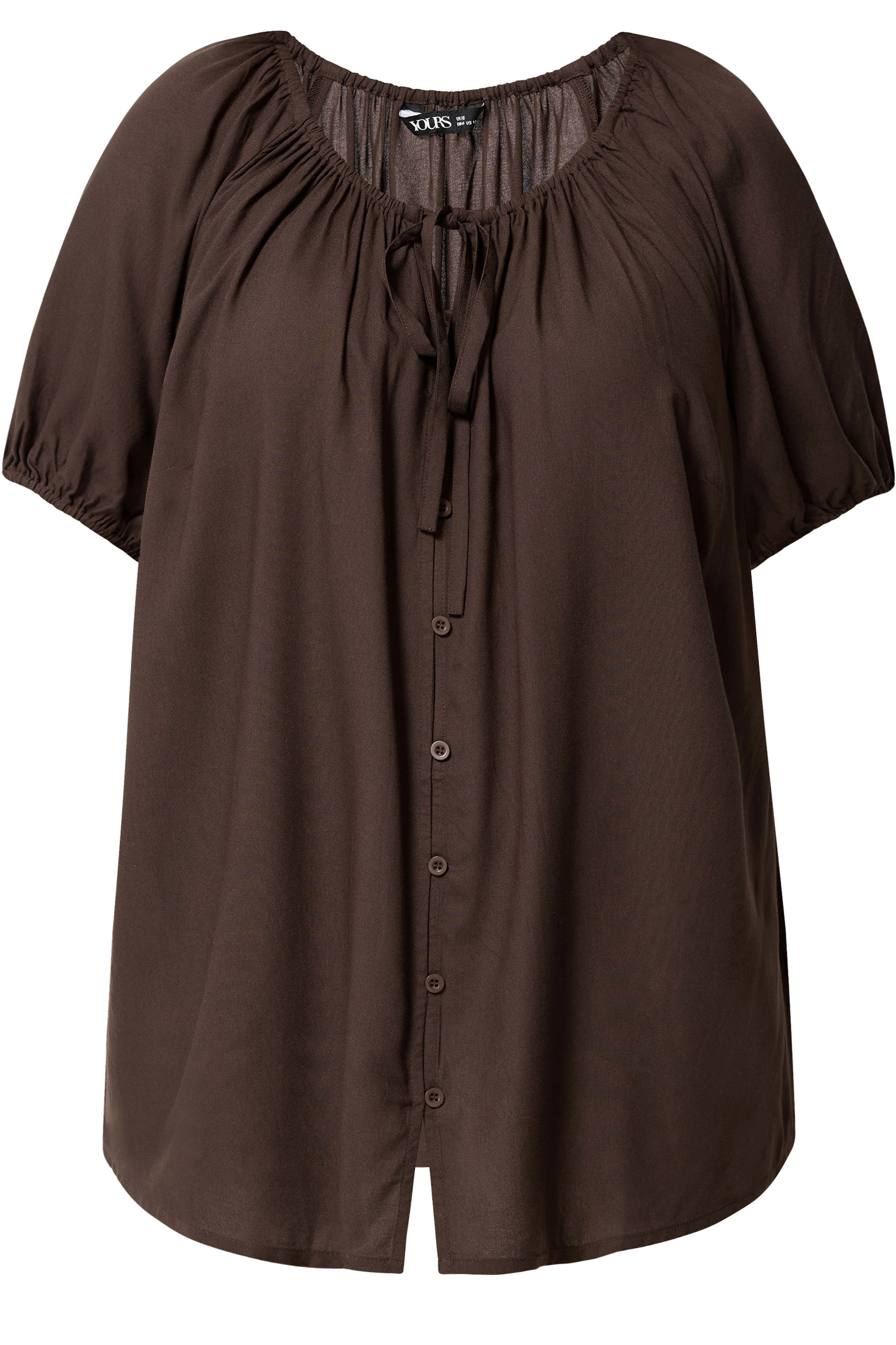 YOURS Plus Size Chocolate Brown Button Through Top | Yours Clothing 5
