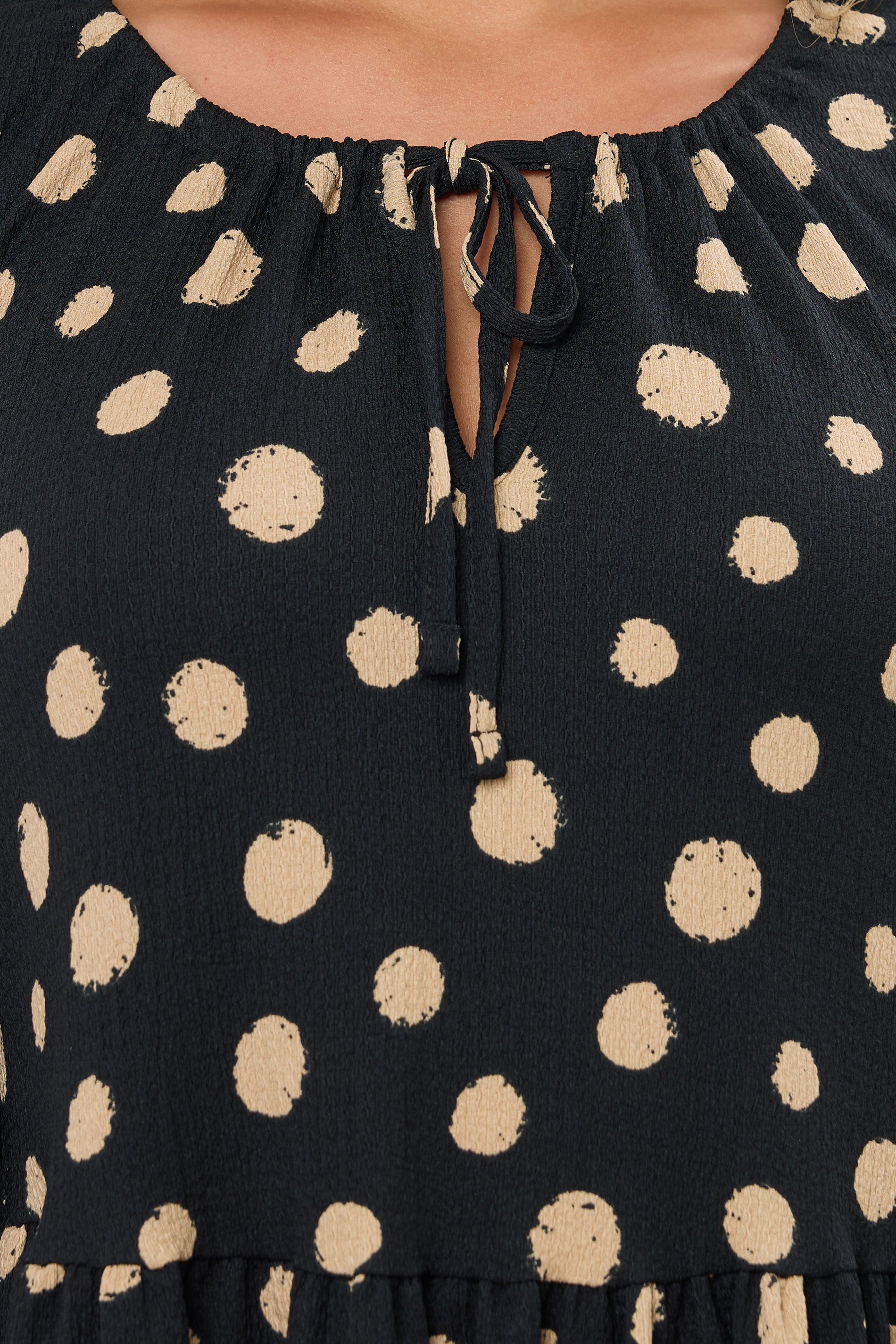 YOURS Plus Size Black Dot Print Tie Neck Dress | Yours Clothing 4