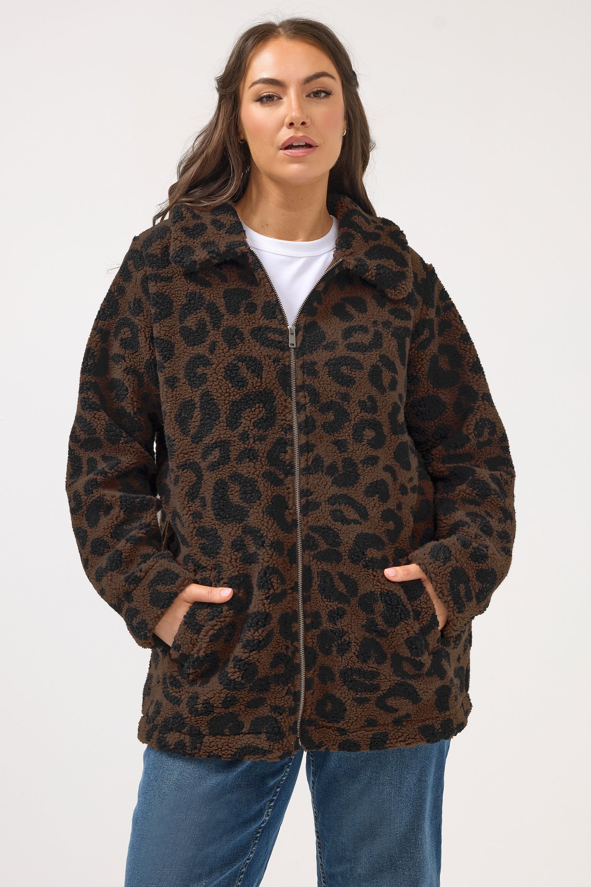 YOURS Plus Size Brown Leopard Print Heavyweight Fleece | Yours Clothing 1