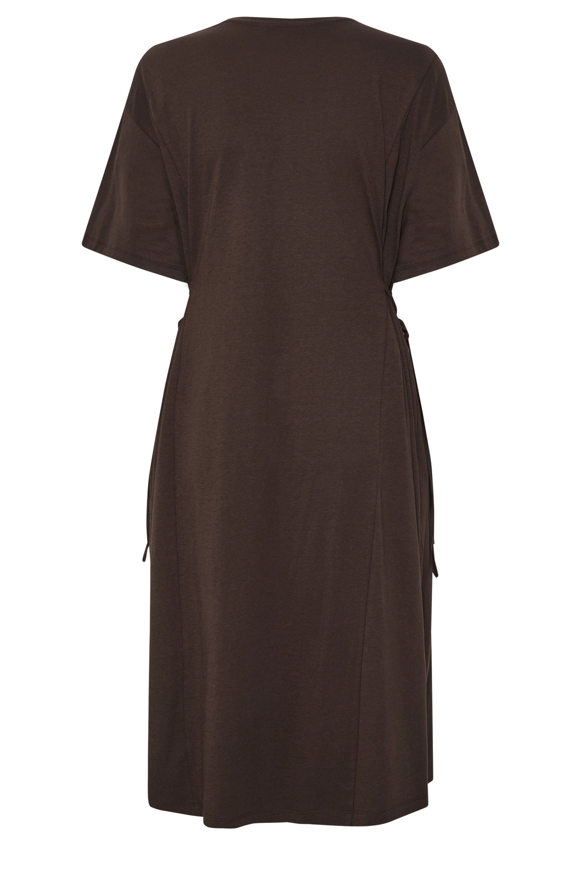 YOURS Plus Size Brown Front Tie Midi Dress | Yours Clothing 2