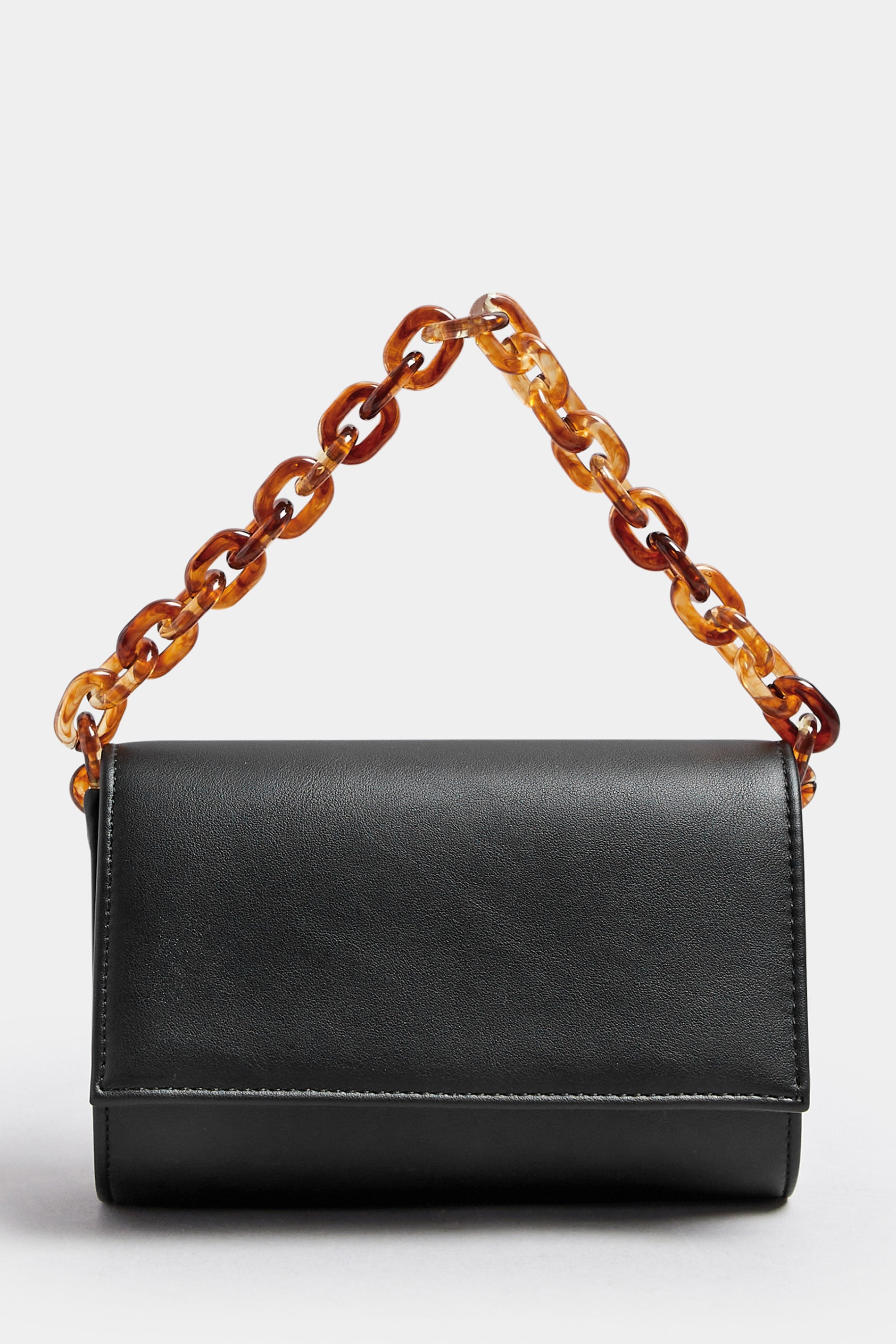 Black Faux Leather Double Chain Bag | Yours Clothing 3