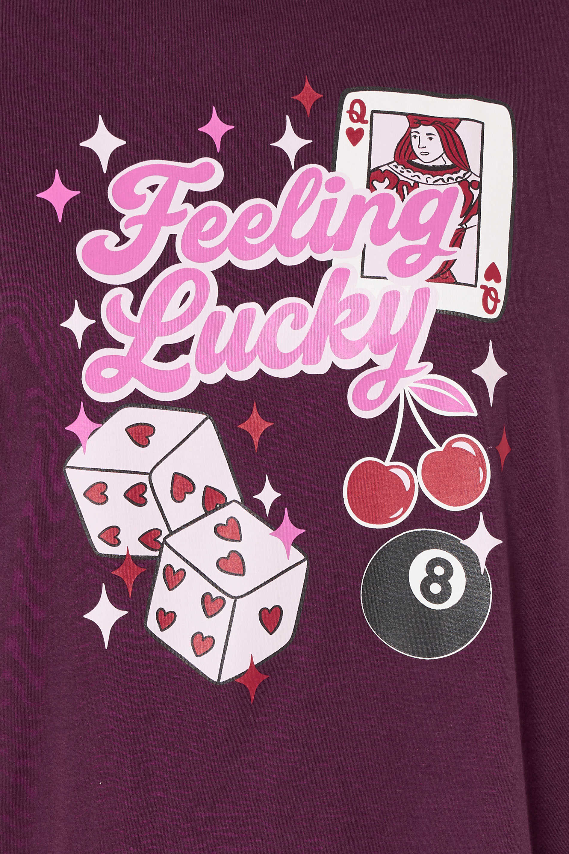YOURS Plus Size Burgundy Red 'Feeling lucky' Long Sleeve Nightdress | Yours Clothing 5