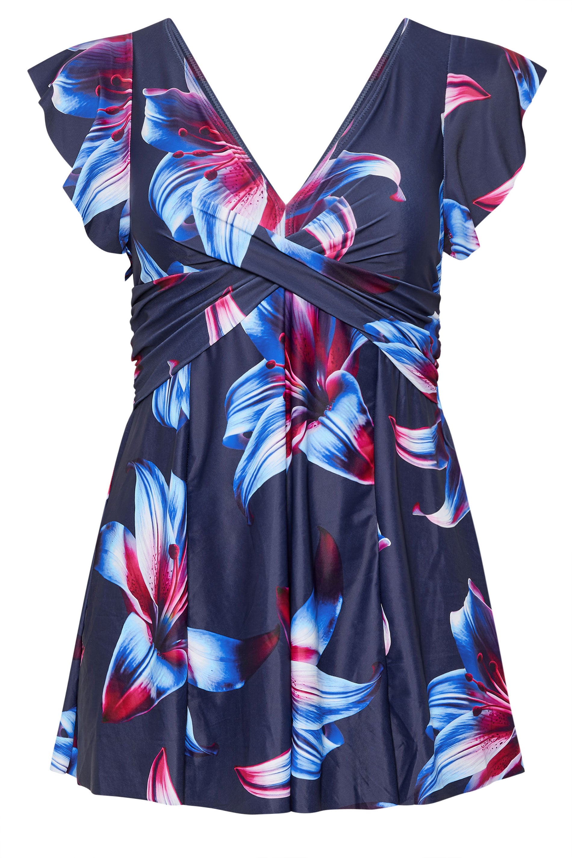 YOURS Plus Size Navy Blue Floral Print Swimdress | Yours Clothing 6